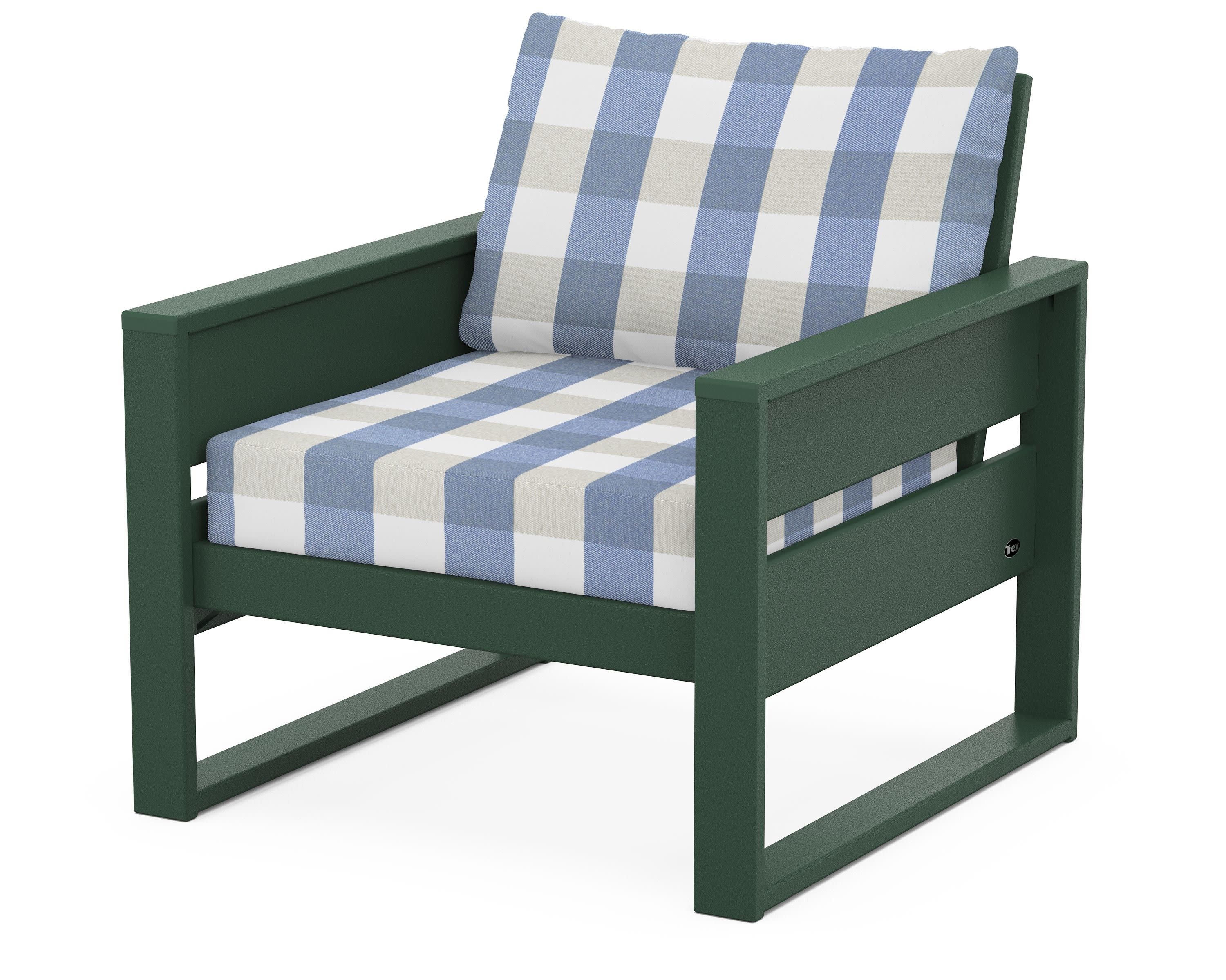 Eastport Club Chair in Rainforest Canopy / Buffalo Plaid Sky Blue