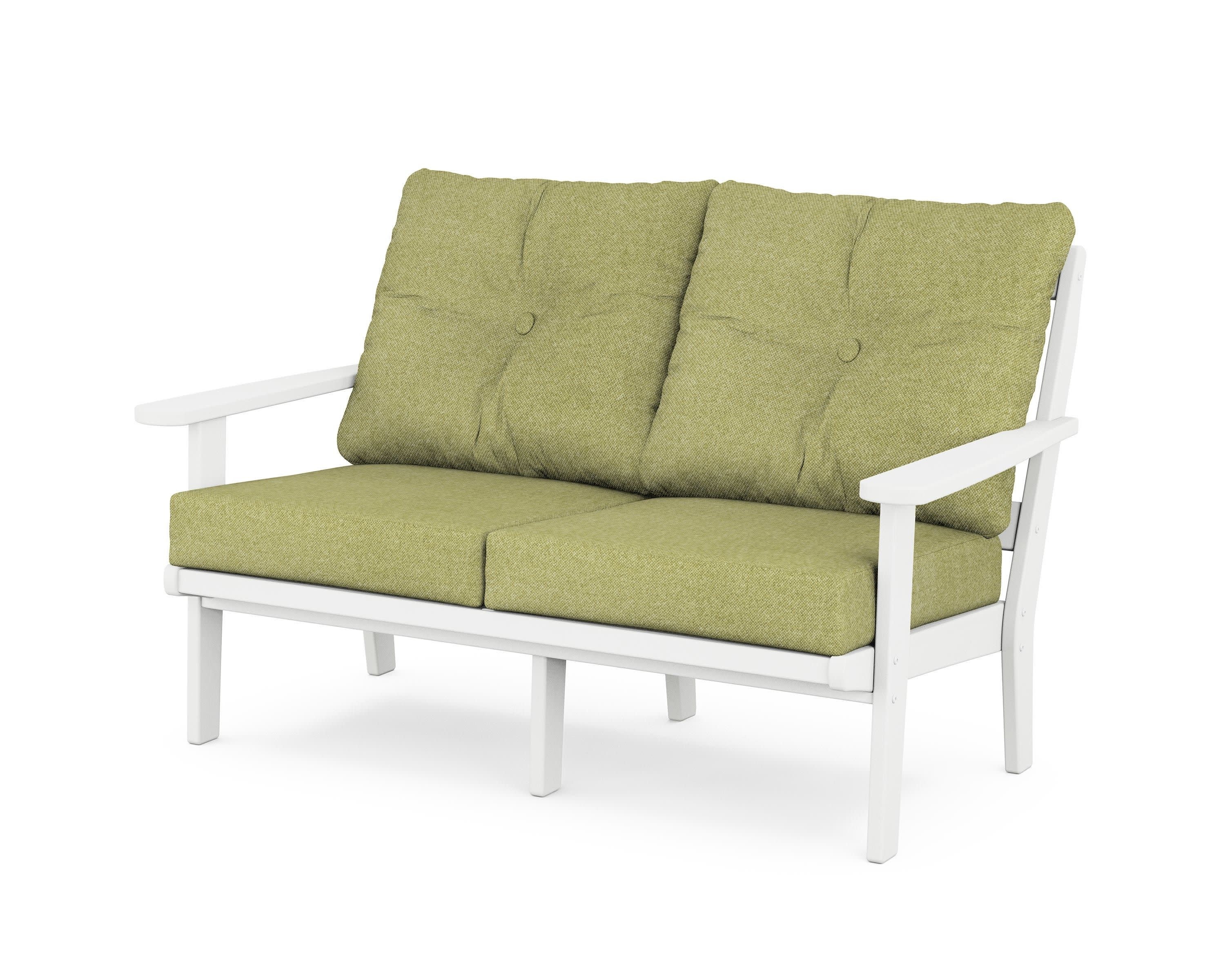 Cape Cod Deep Seating Loveseat in Classic White / Chartreuse Boucle