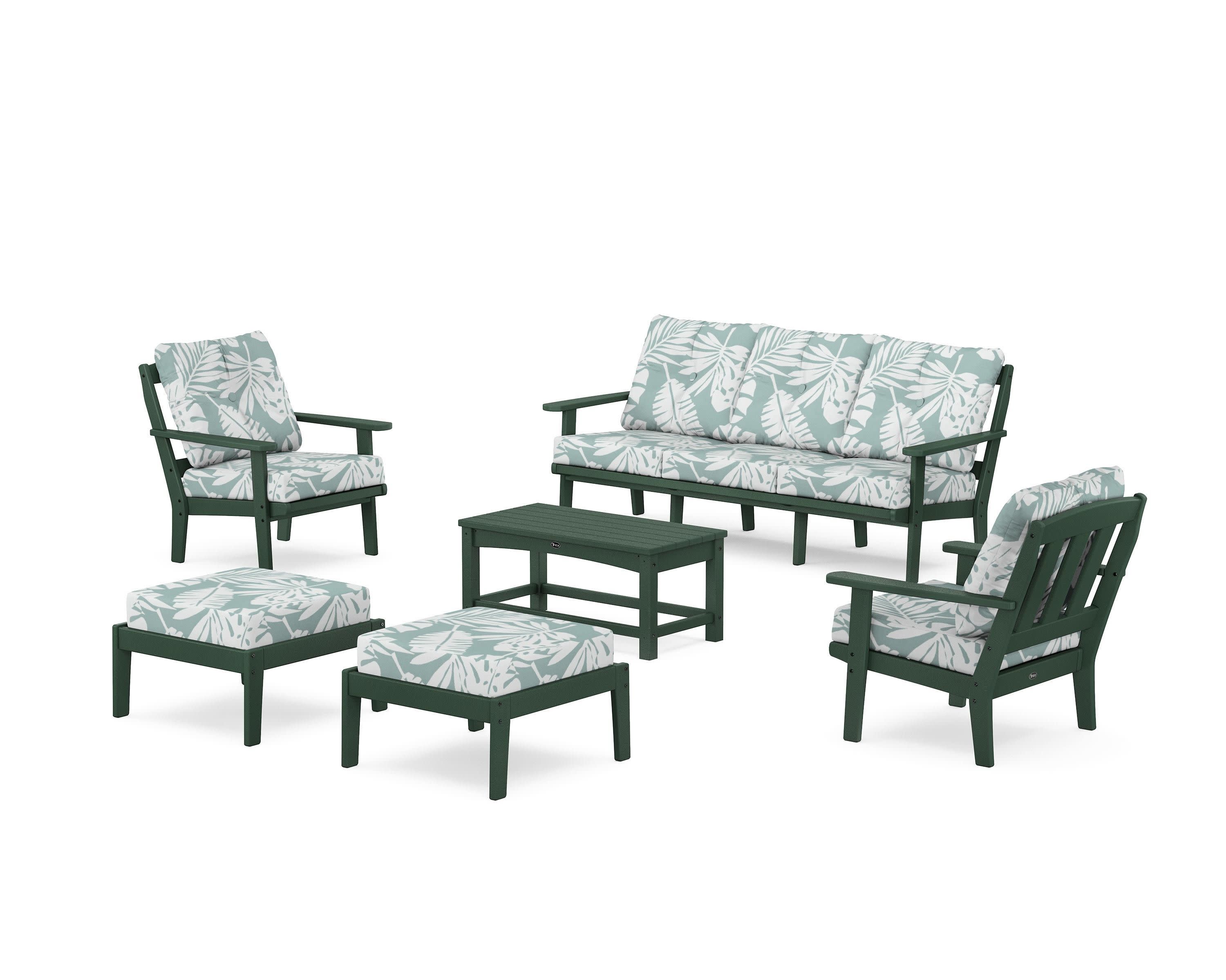 Cape Cod 6-Piece Lounge Sofa Set in Rainforest Canopy / Leaf Glacier Spa