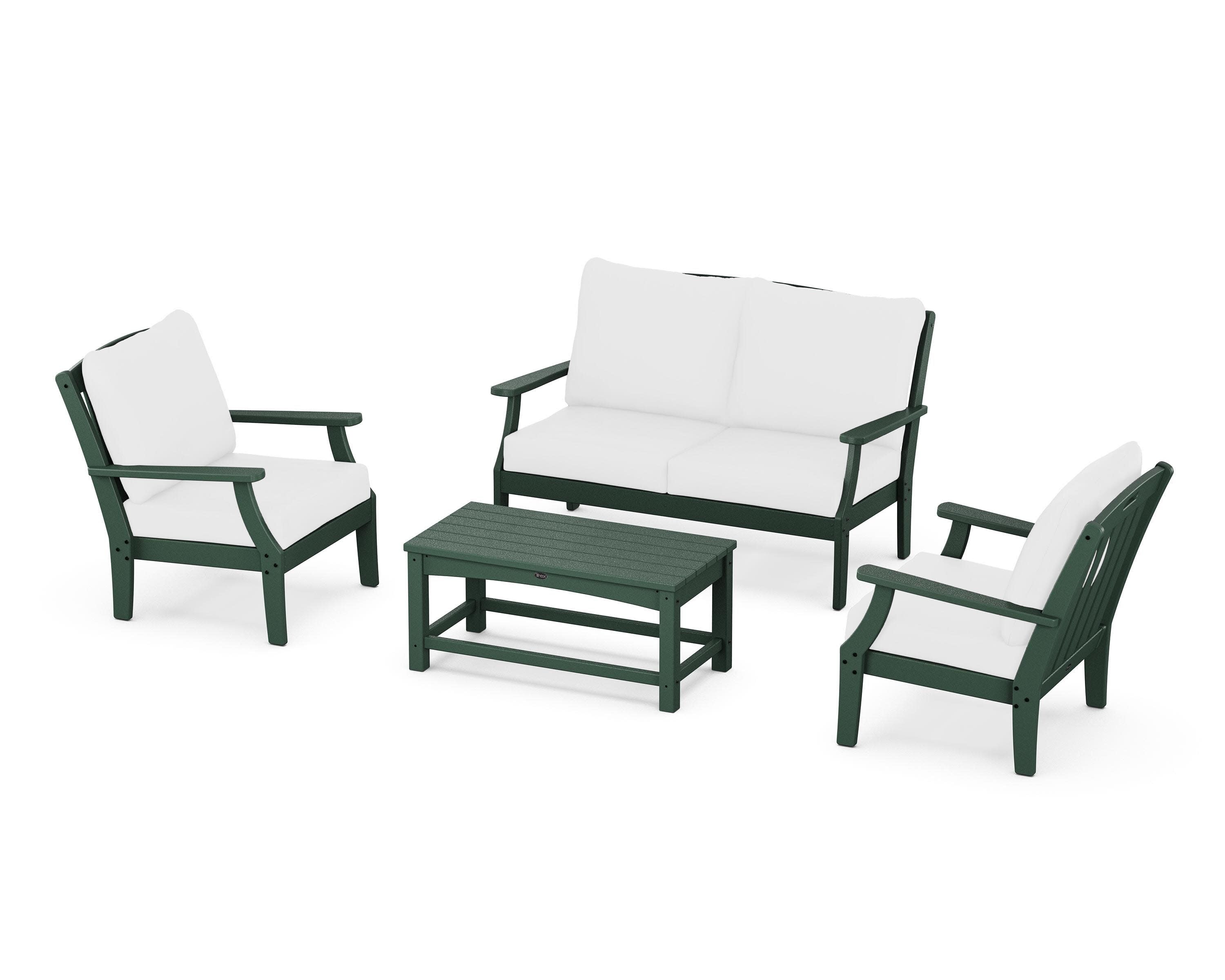 Yacht Club 4-Piece Deep Seating Chair Set in Rainforest Canopy / Natural