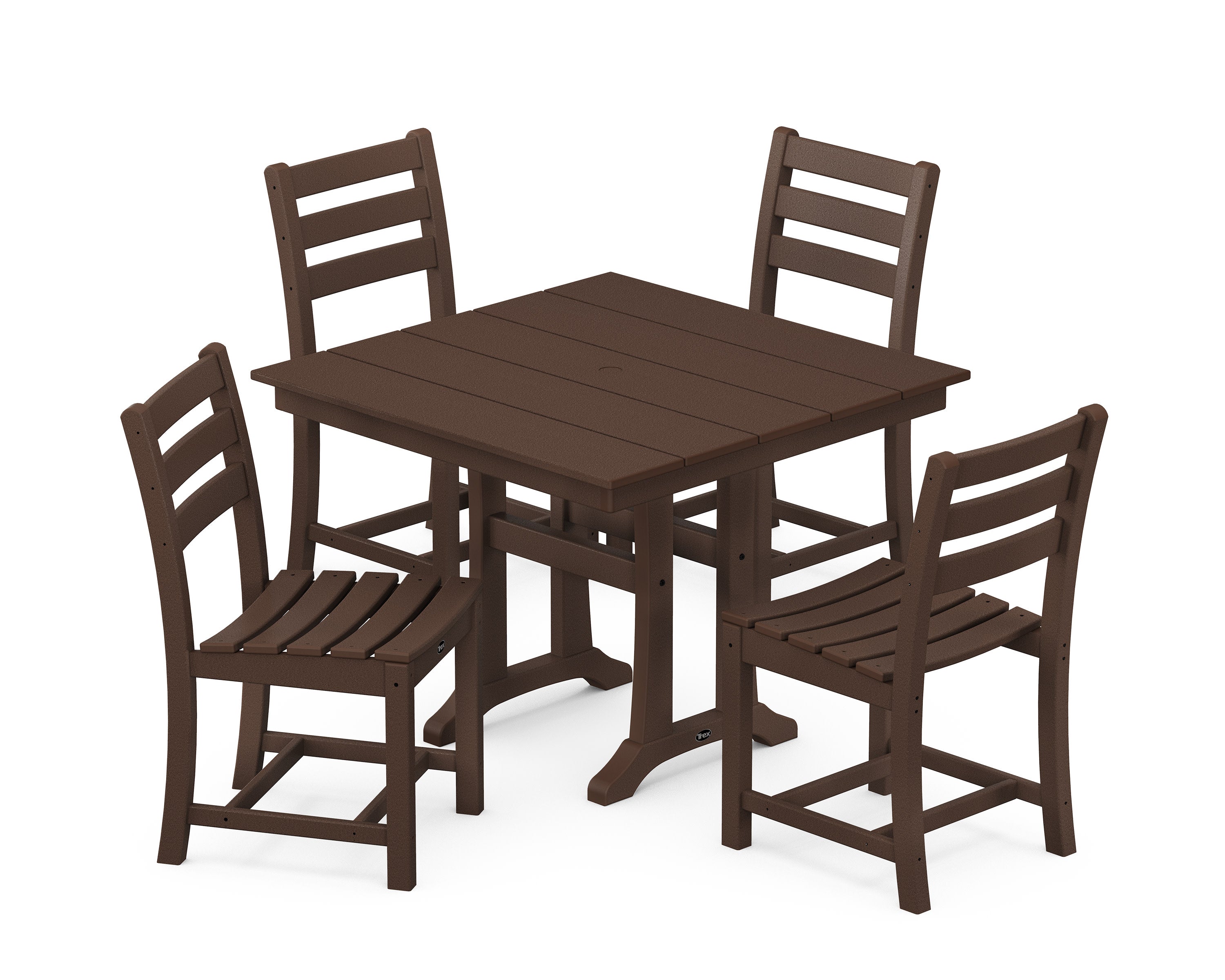 Monterey Bay 5-Piece Farmhouse Trestle Side Chair Dining Set in Vintage Lantern