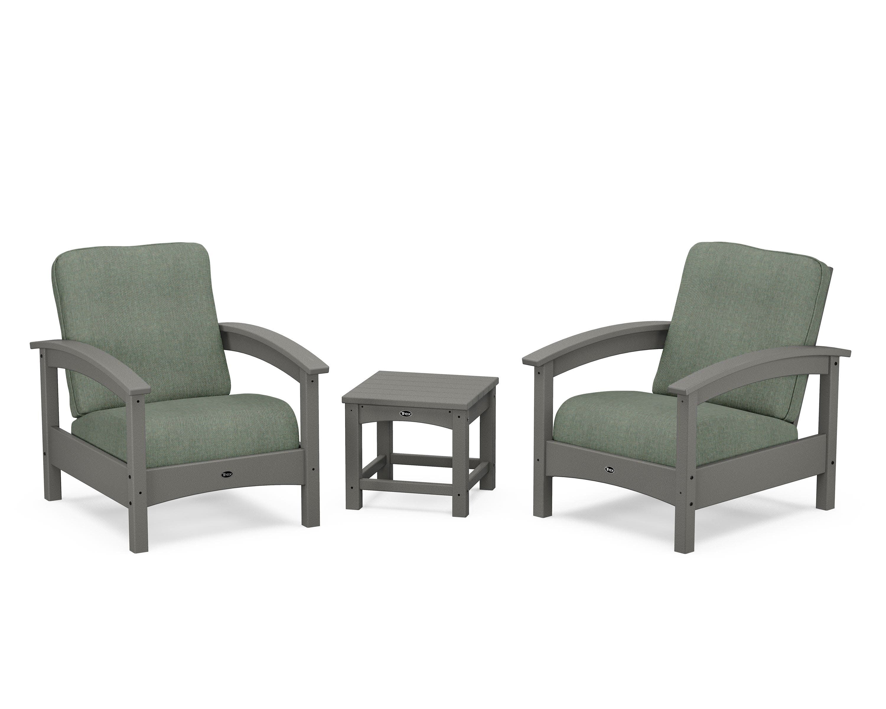 Rockport Club 3-Piece Deep Seating Conversation Set in Stepping Stone / Cast Sage
