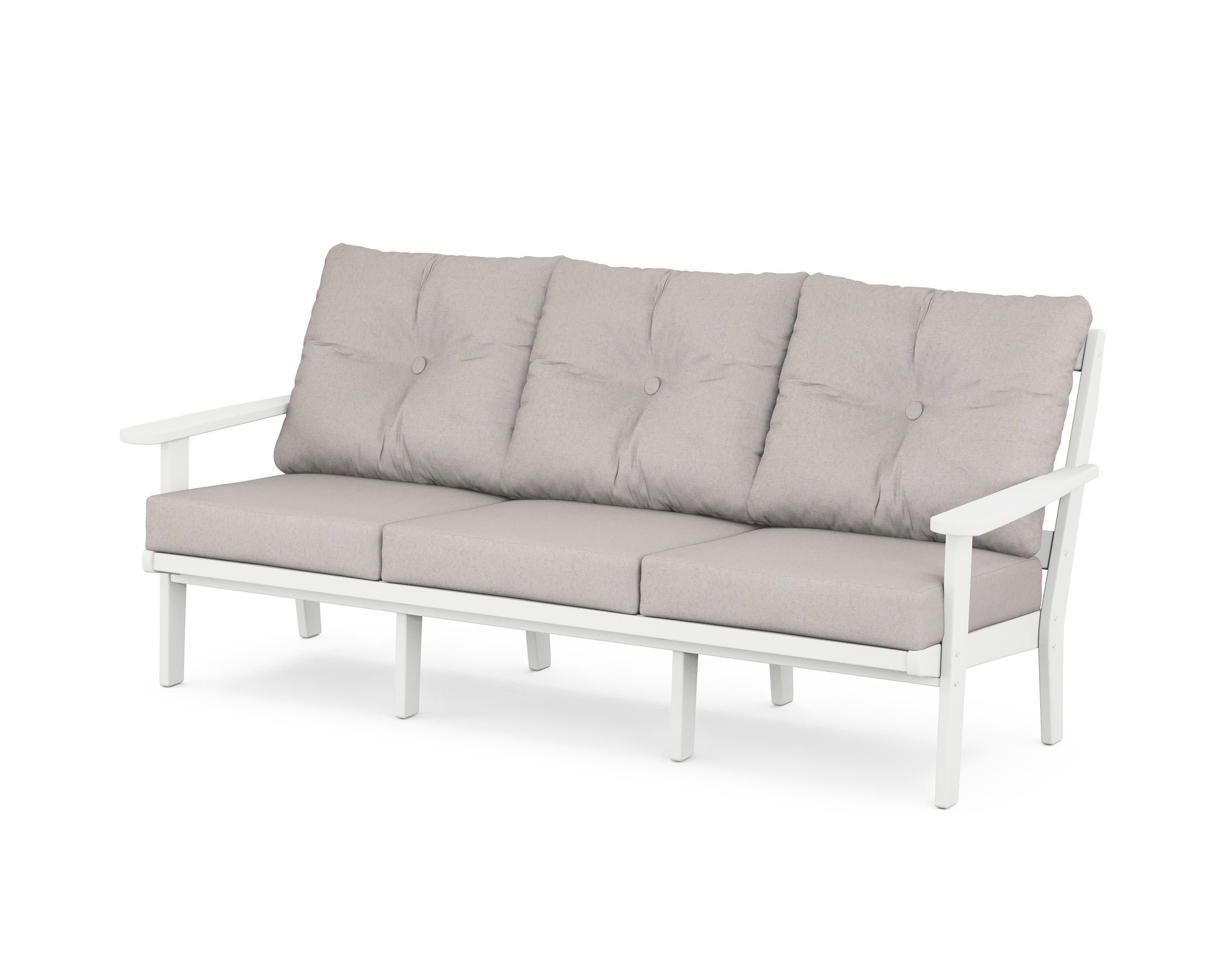 Cape Cod Deep Seating Sofa in Classic White / Dune Burlap