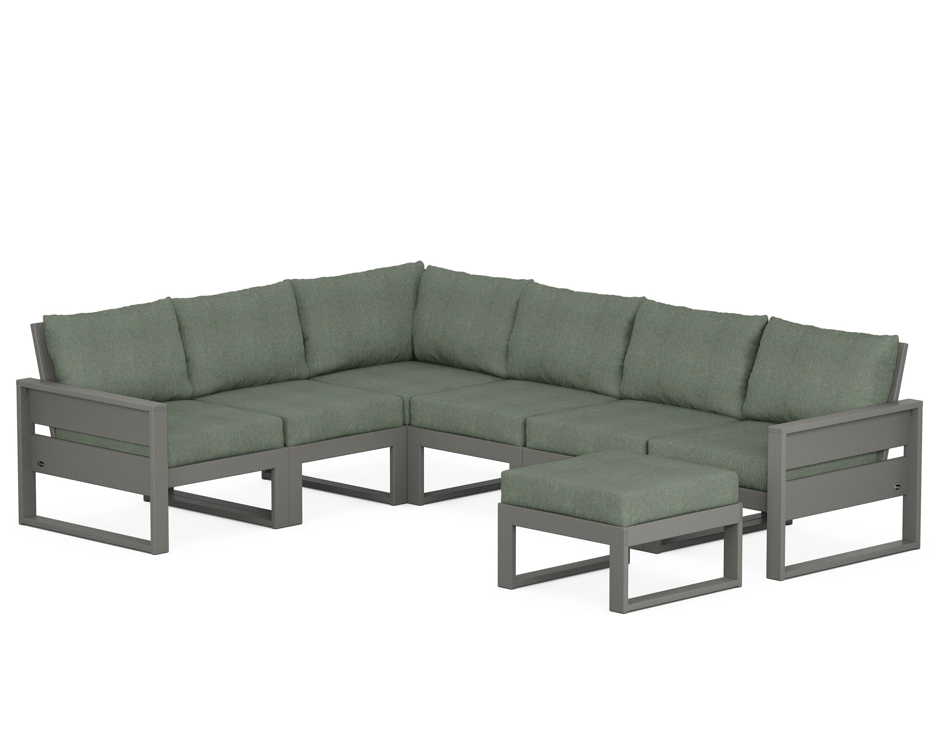 Eastport 6-Piece Sectional with Ottoman in Stepping Stone / Cast Sage