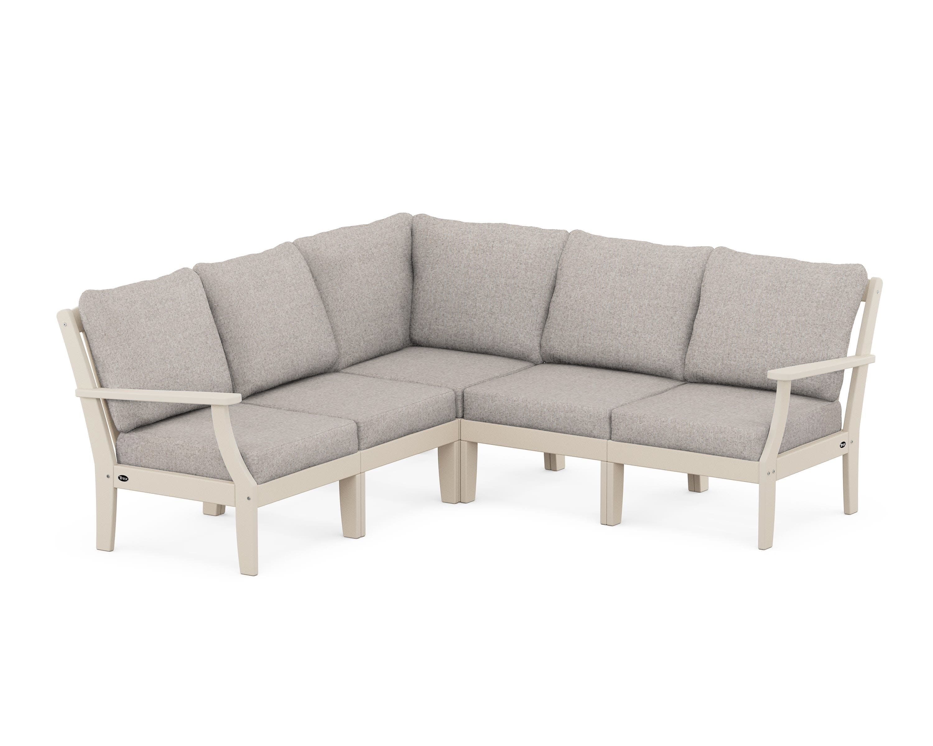 Yacht Club Modular 5-Piece Deep Seating Set in Sand Castle / Weathered Tweed
