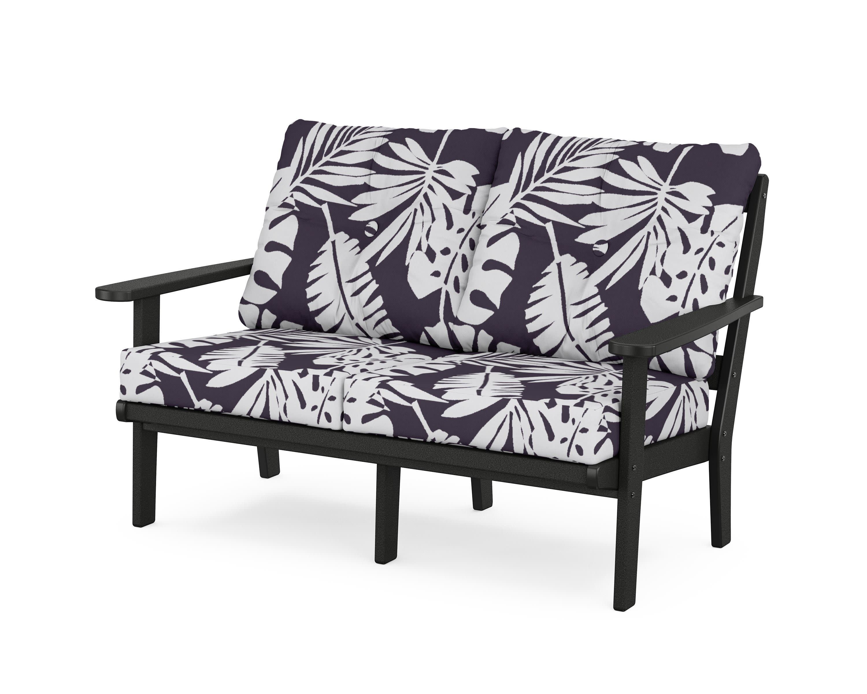 Cape Cod Deep Seating Loveseat in Charcoal Black / Leaf Navy