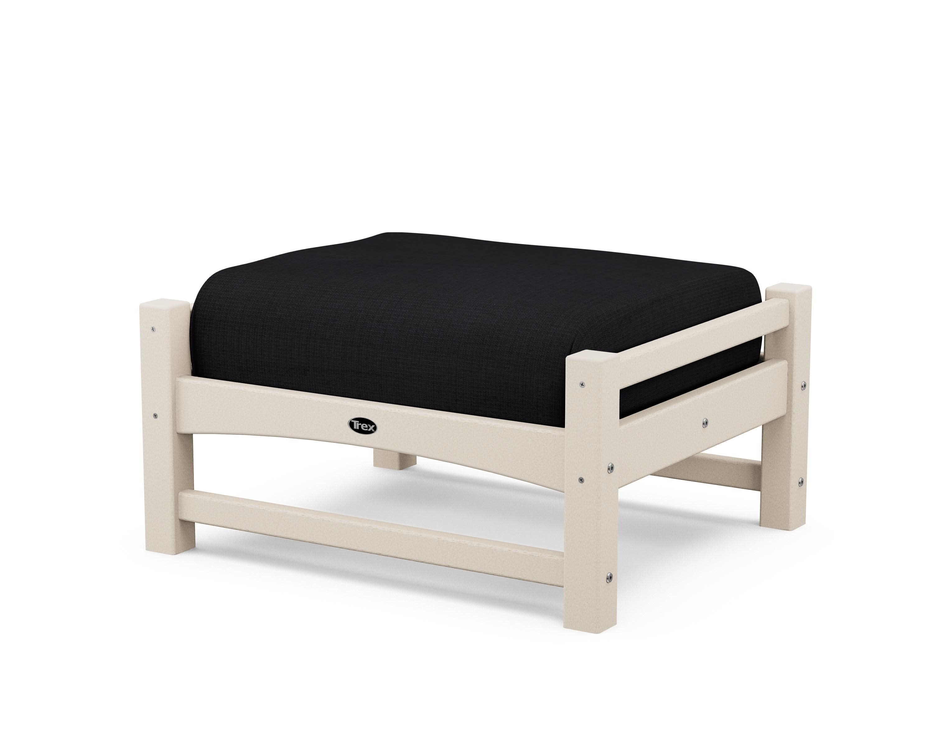 Rockport Club Ottoman in Sand Castle / Midnight Linen