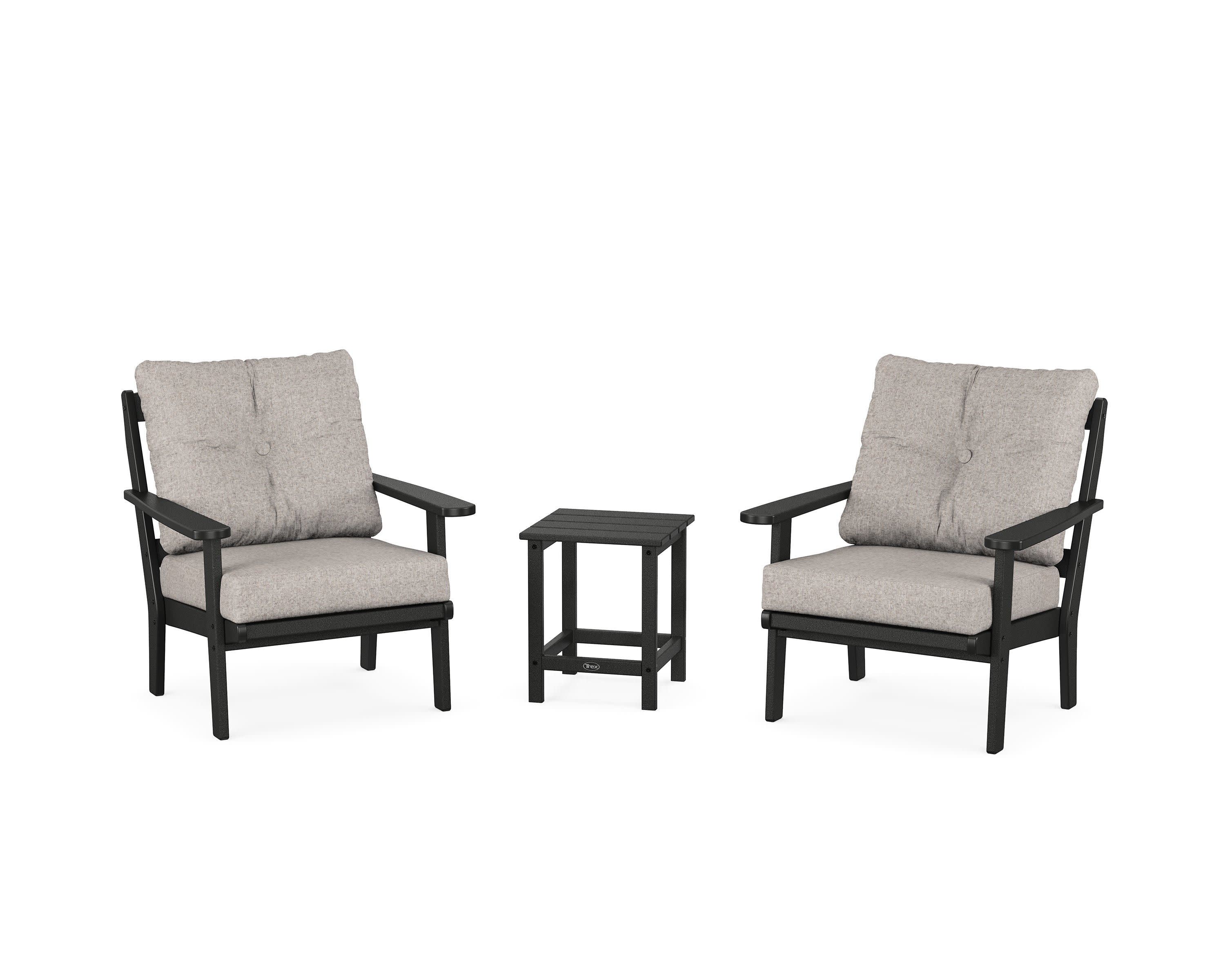 Cape Cod 3-Piece Deep Seating Set in Charcoal Black / Weathered Tweed