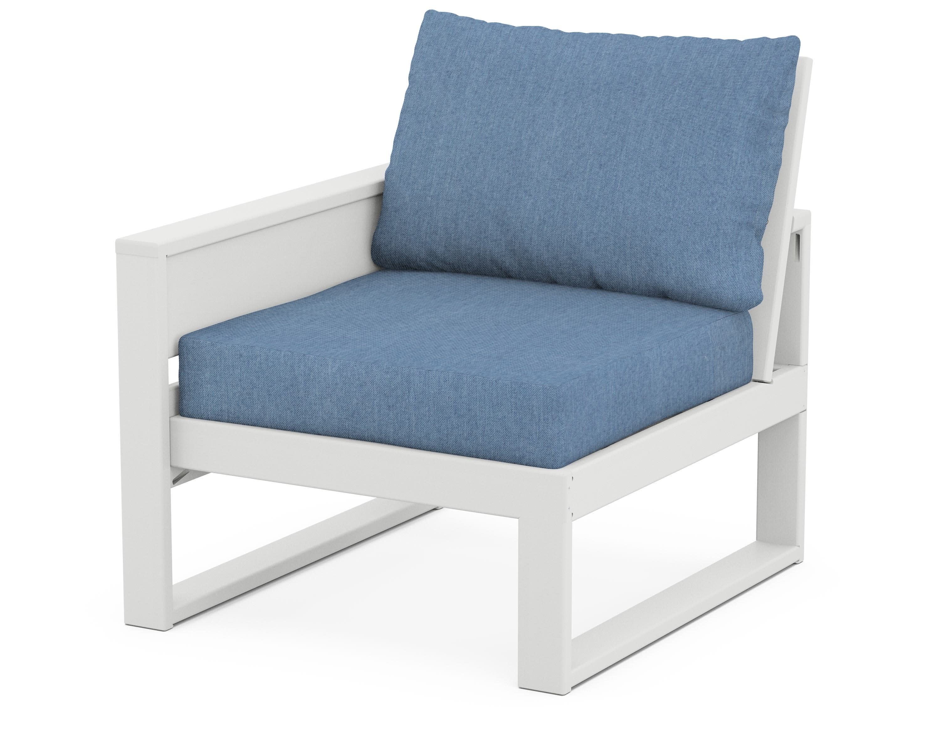 Eastport Modular Left Arm Chair in Classic White / Sky Blue