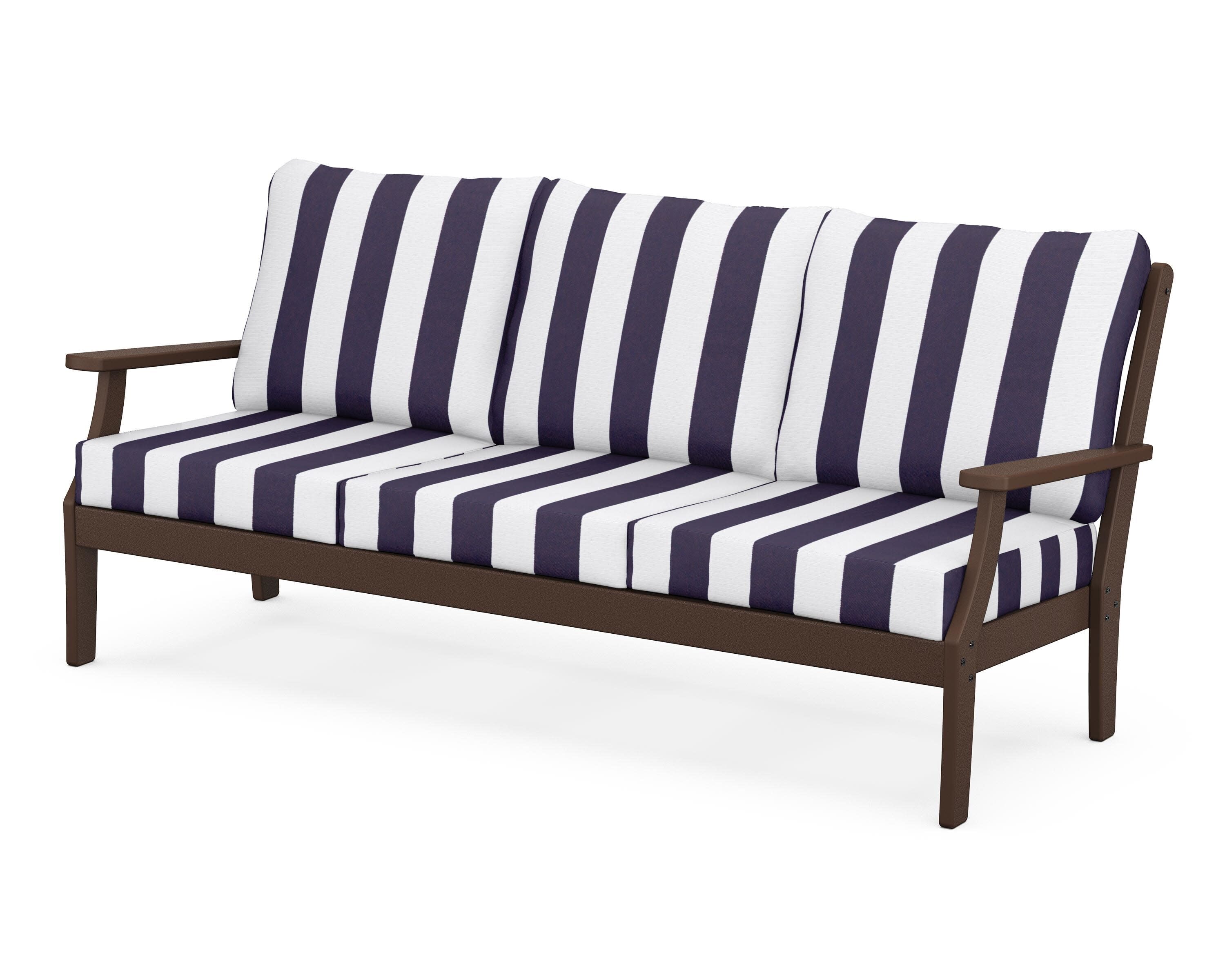 Yacht Club Deep Seating Sofa in Vintage Lantern / Cabana Stripe Navy