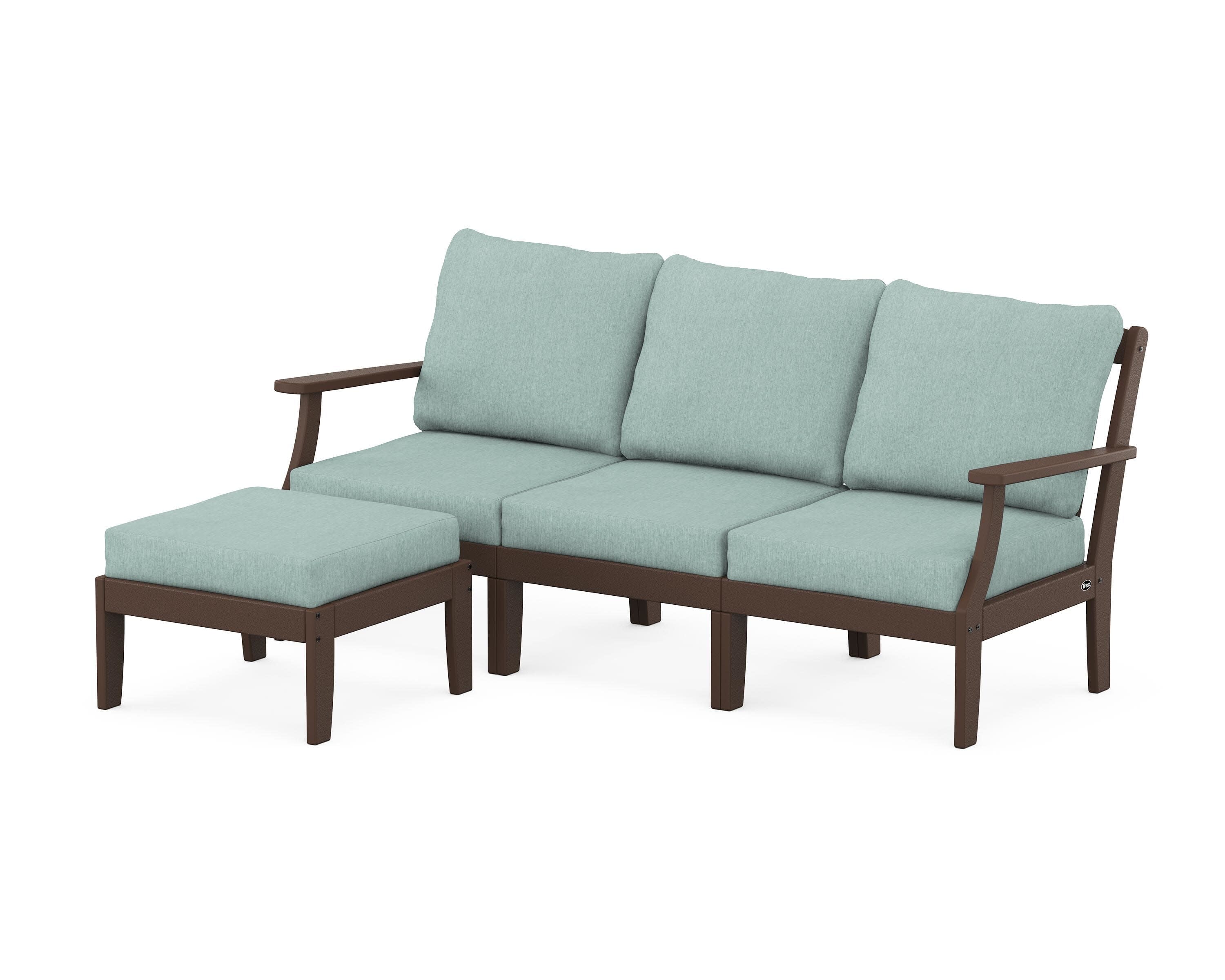 Yacht Club Modular 4-Piece Deep Seating Set with Ottoman in Vintage Lantern / Glacier Spa