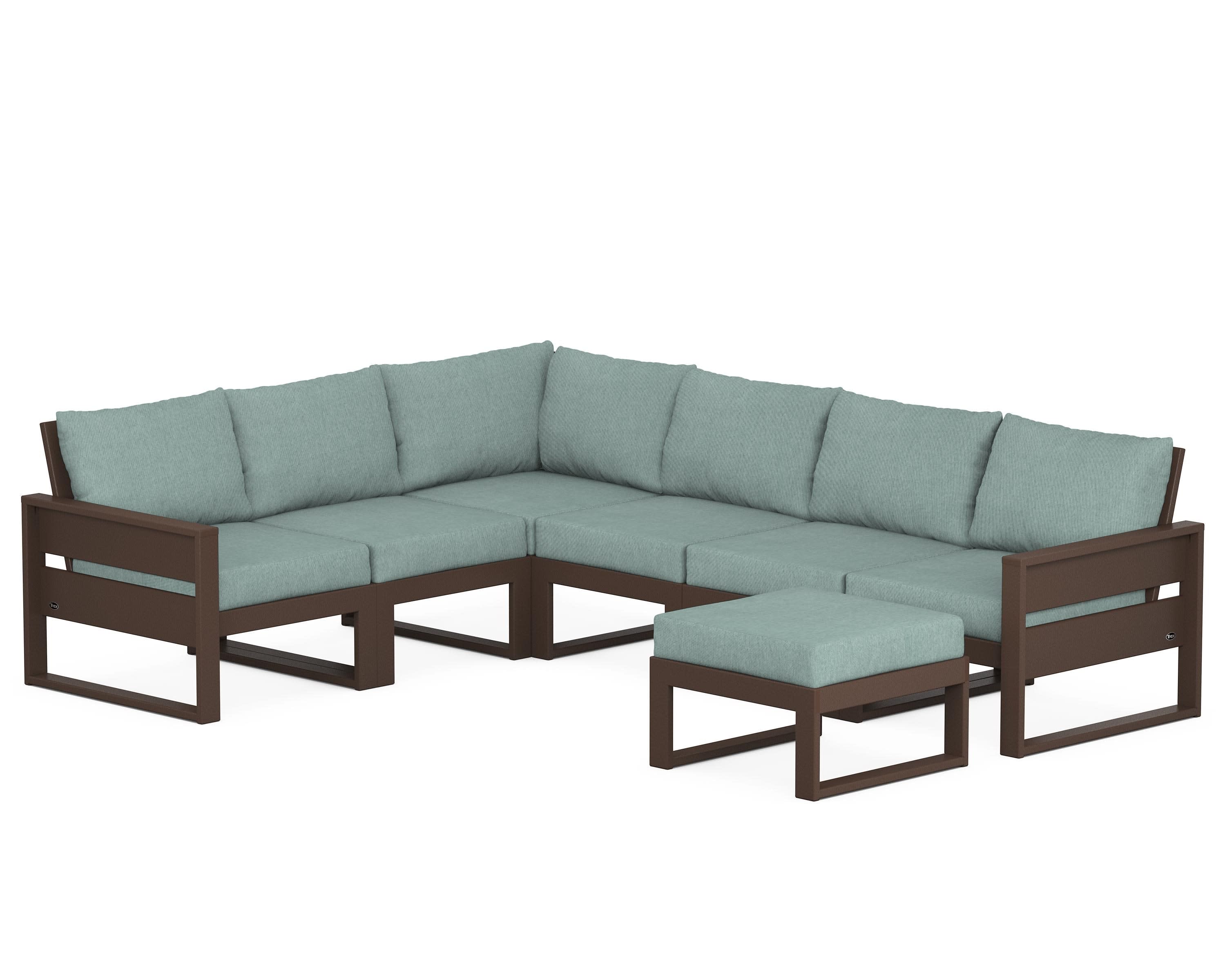 Eastport 6-Piece Sectional with Ottoman in Vintage Lantern / Glacier Spa