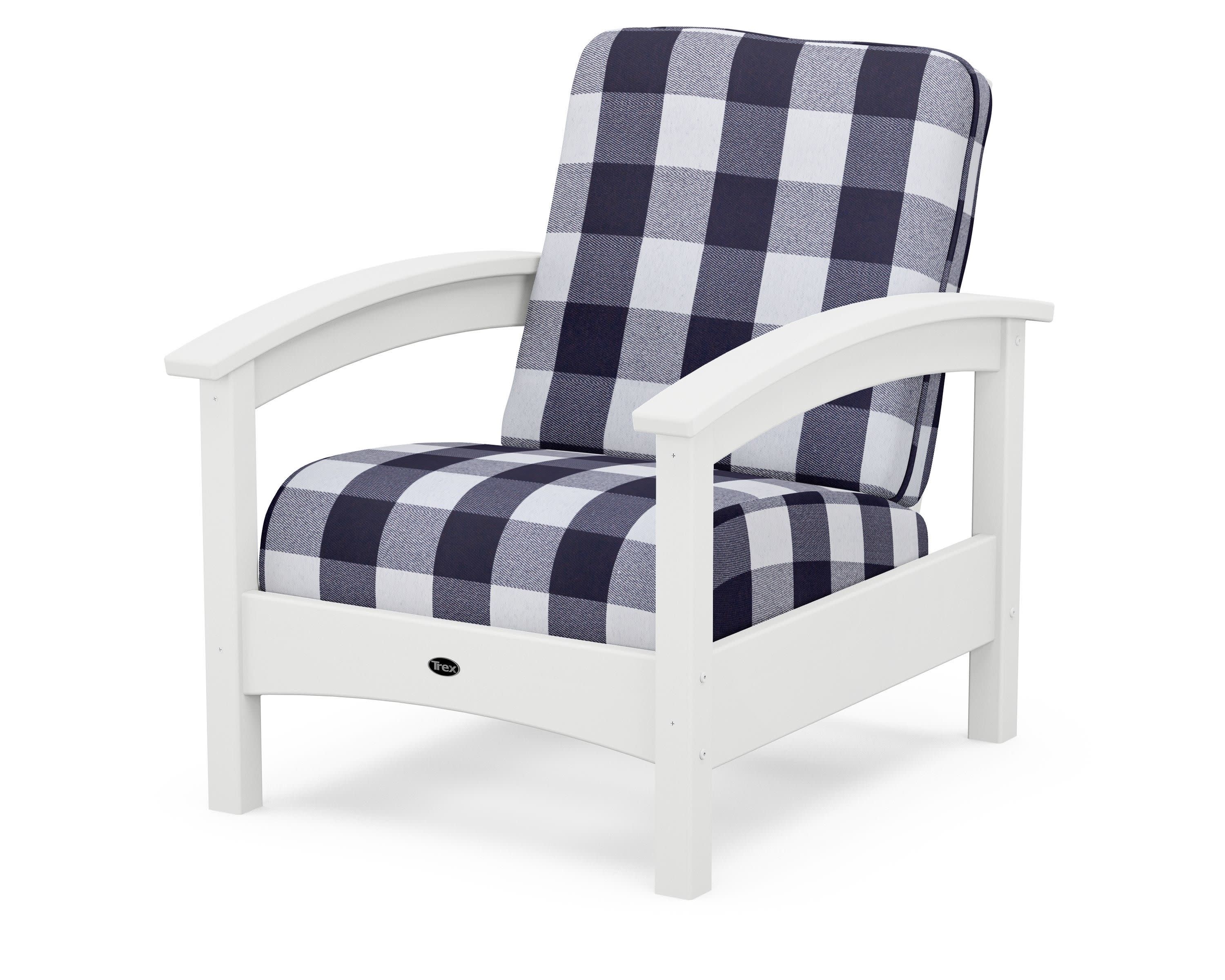 Rockport Club Chair in Classic White / Buffalo Plaid Navy