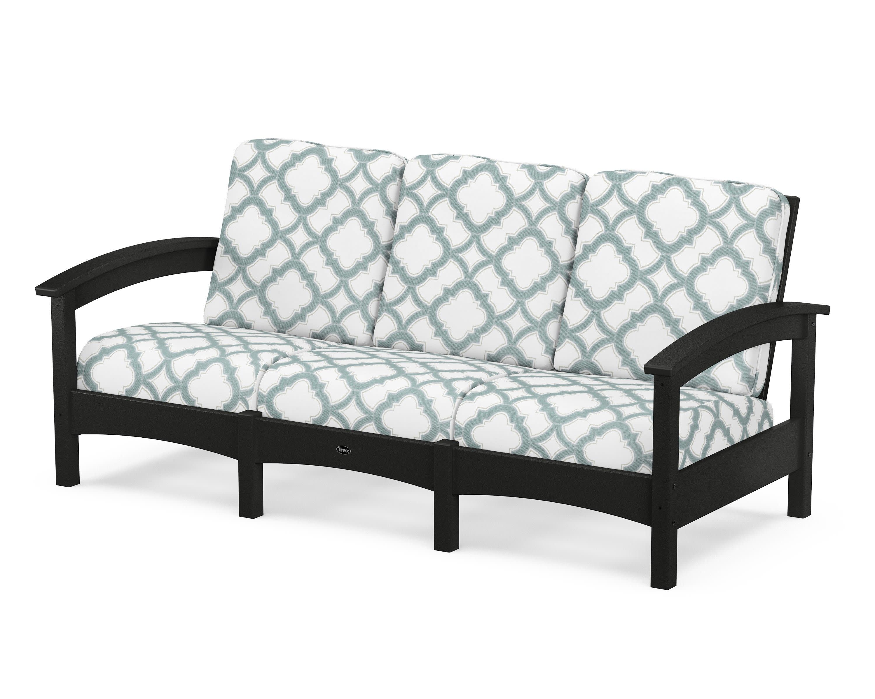 Rockport Club Sofa in Charcoal Black / Trellis Glacier Spa