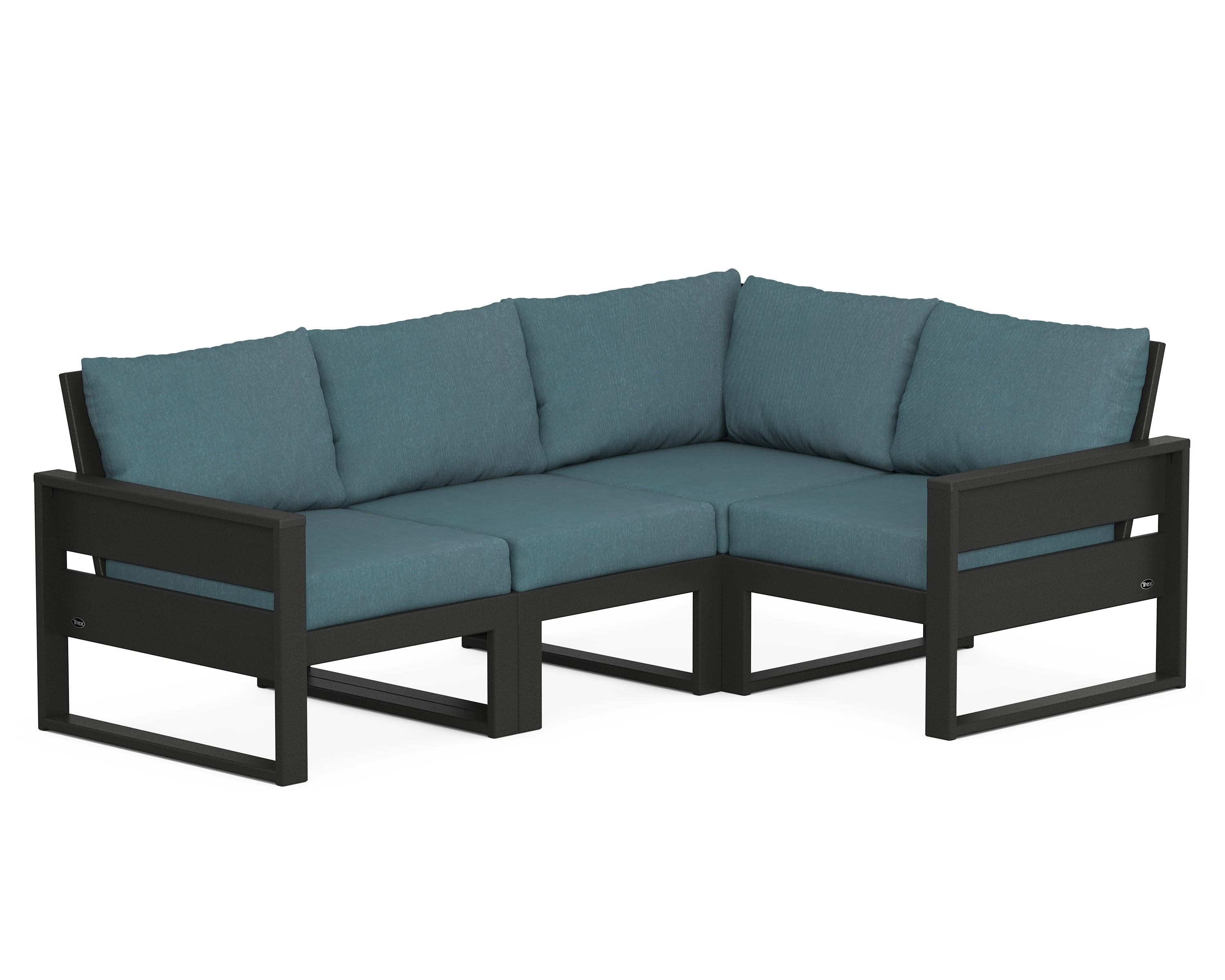 Eastport 4- Piece Sectional in Charcoal Black / Ocean Teal