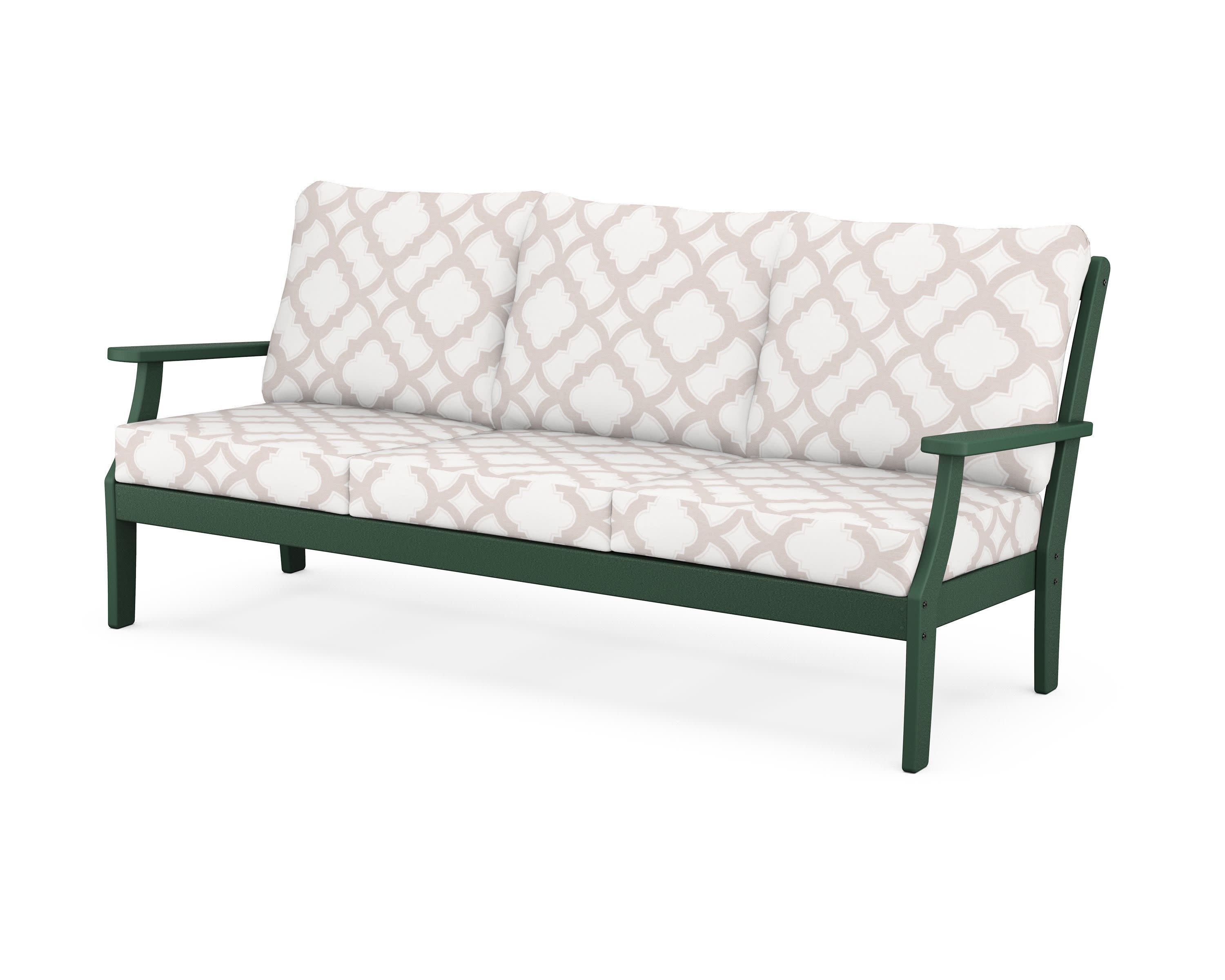 Yacht Club Deep Seating Sofa in Rainforest Canopy / Trellis Dune Burlap