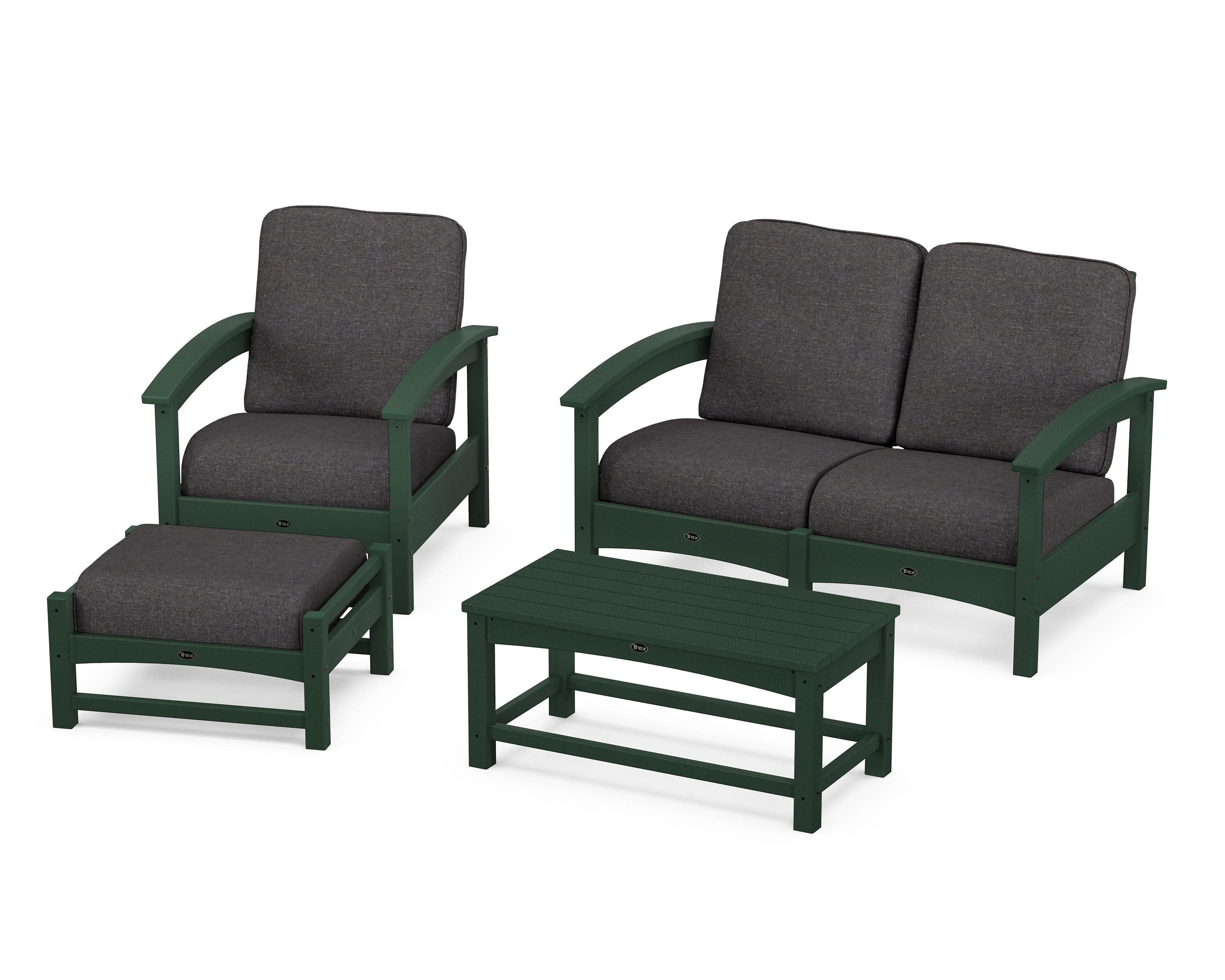 Rockport 4-Piece Deep Seating Conversation Group in Rainforest Canopy / Ash Charcoal
