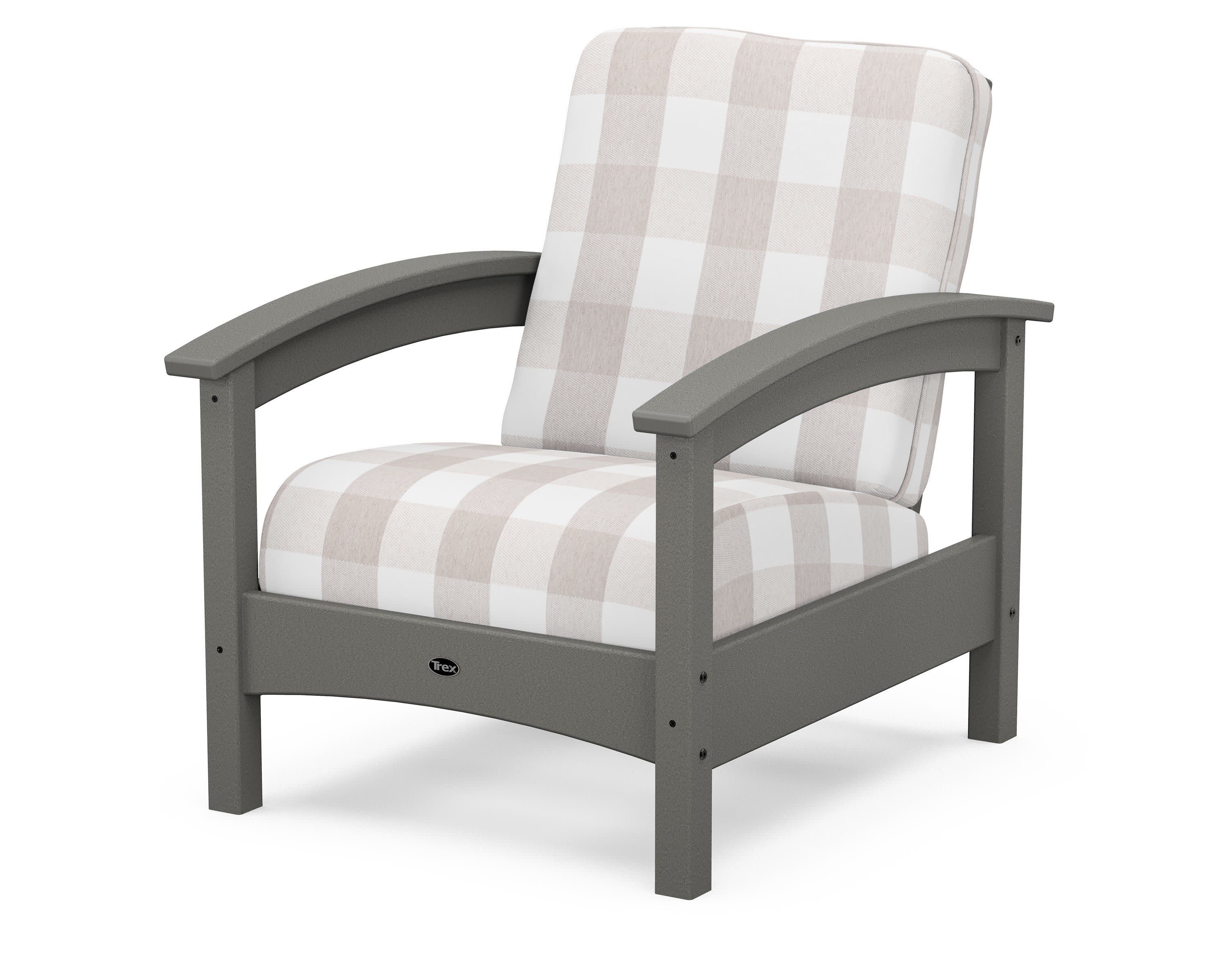 Rockport Club Chair in Stepping Stone / Buffalo Plaid Dune Burlap