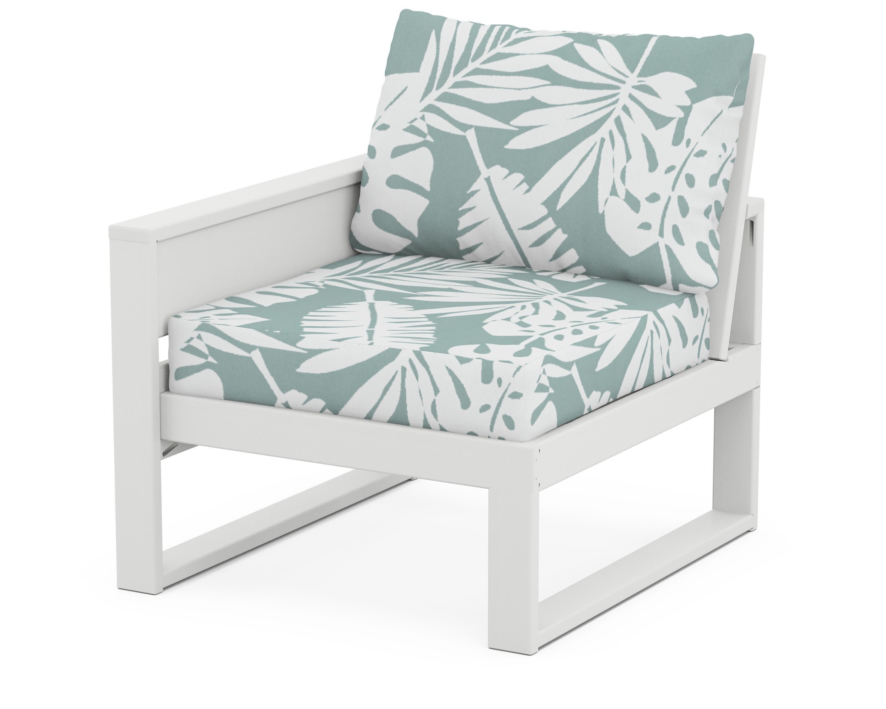 Eastport Modular Left Arm Chair in Classic White / Leaf Glacier Spa
