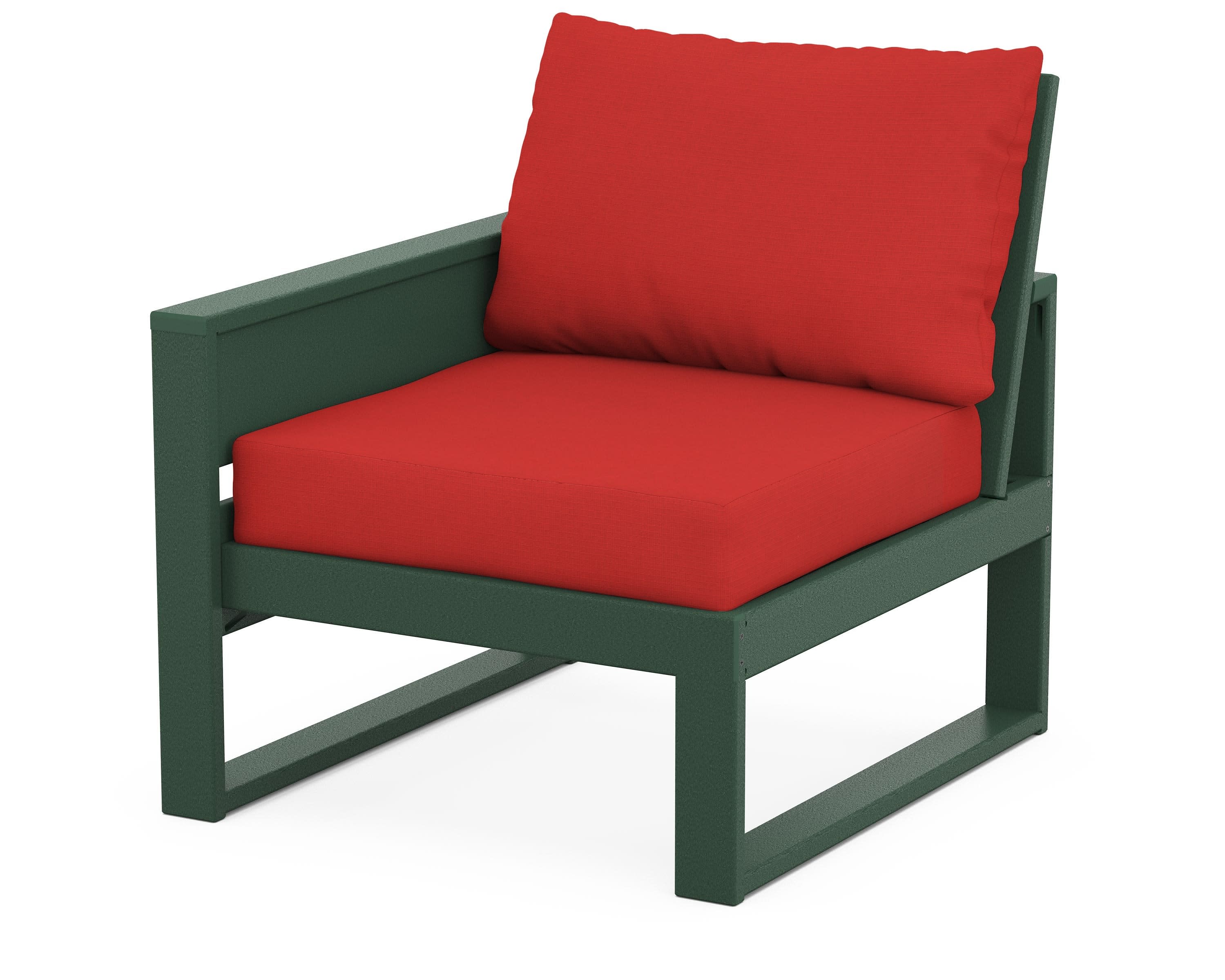 Eastport Modular Left Arm Chair in Rainforest Canopy / Crimson Linen