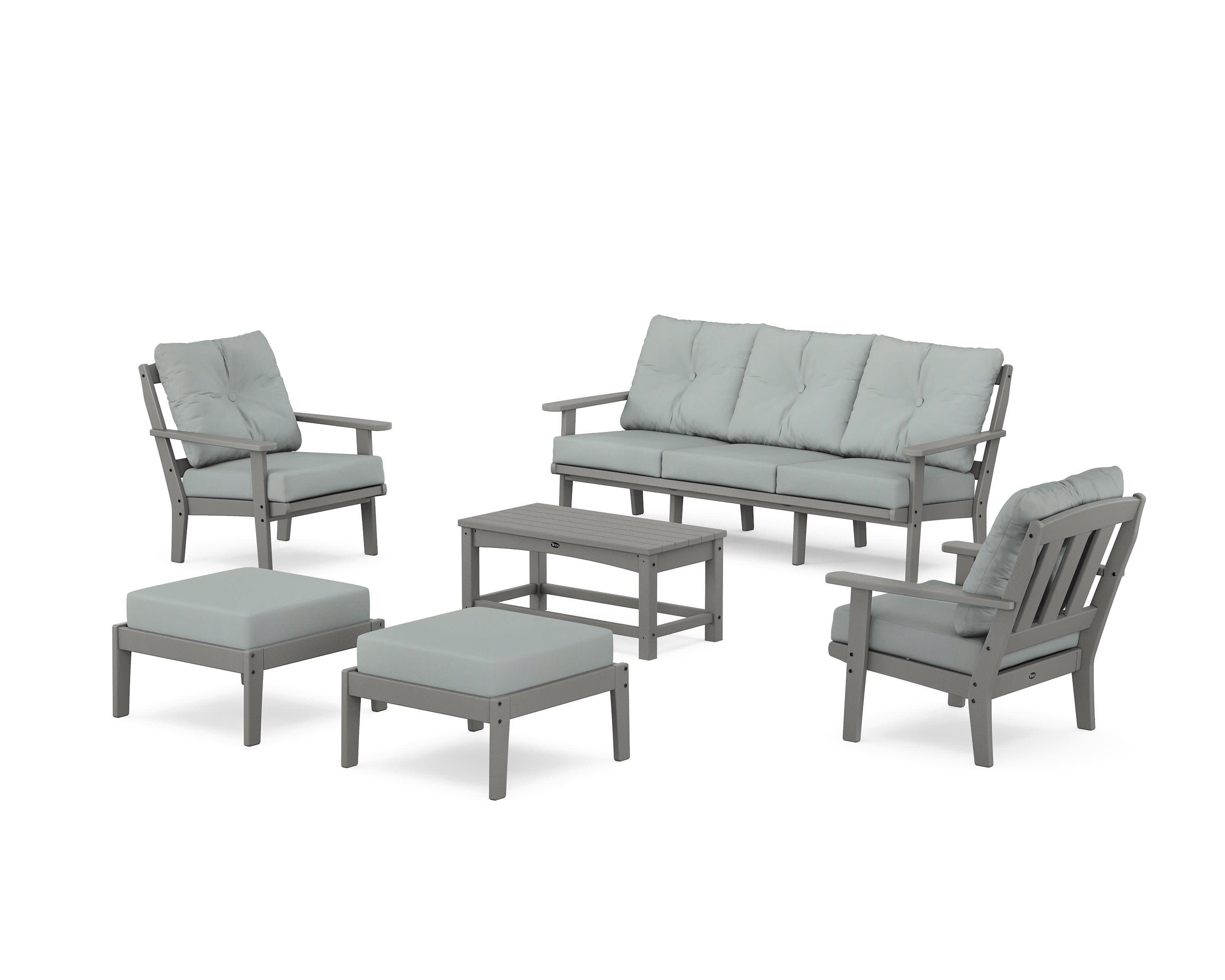Cape Cod 6-Piece Lounge Sofa Set in Stepping Stone / Spa