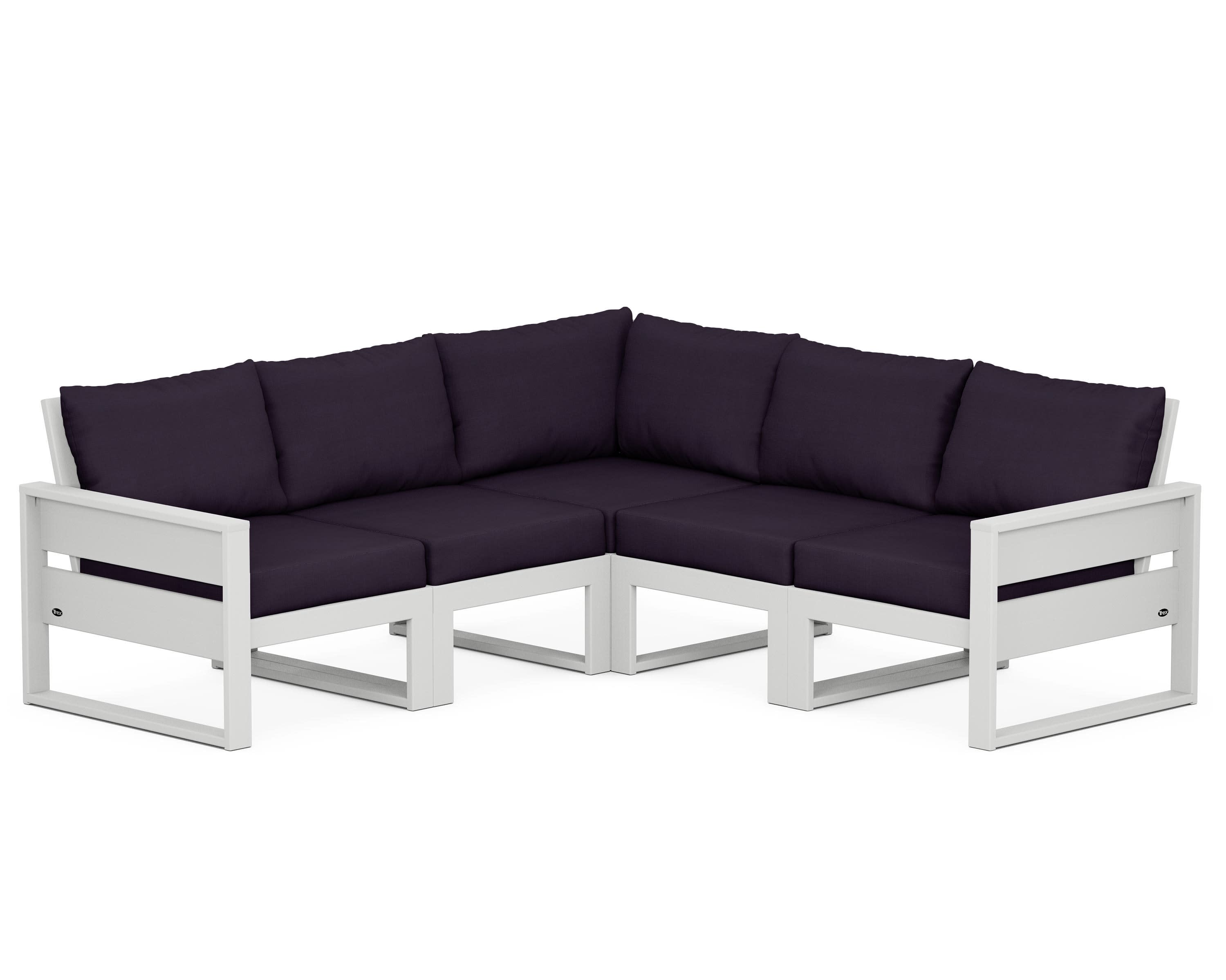 Eastport 5-Piece Sectional in Classic White / Navy Linen