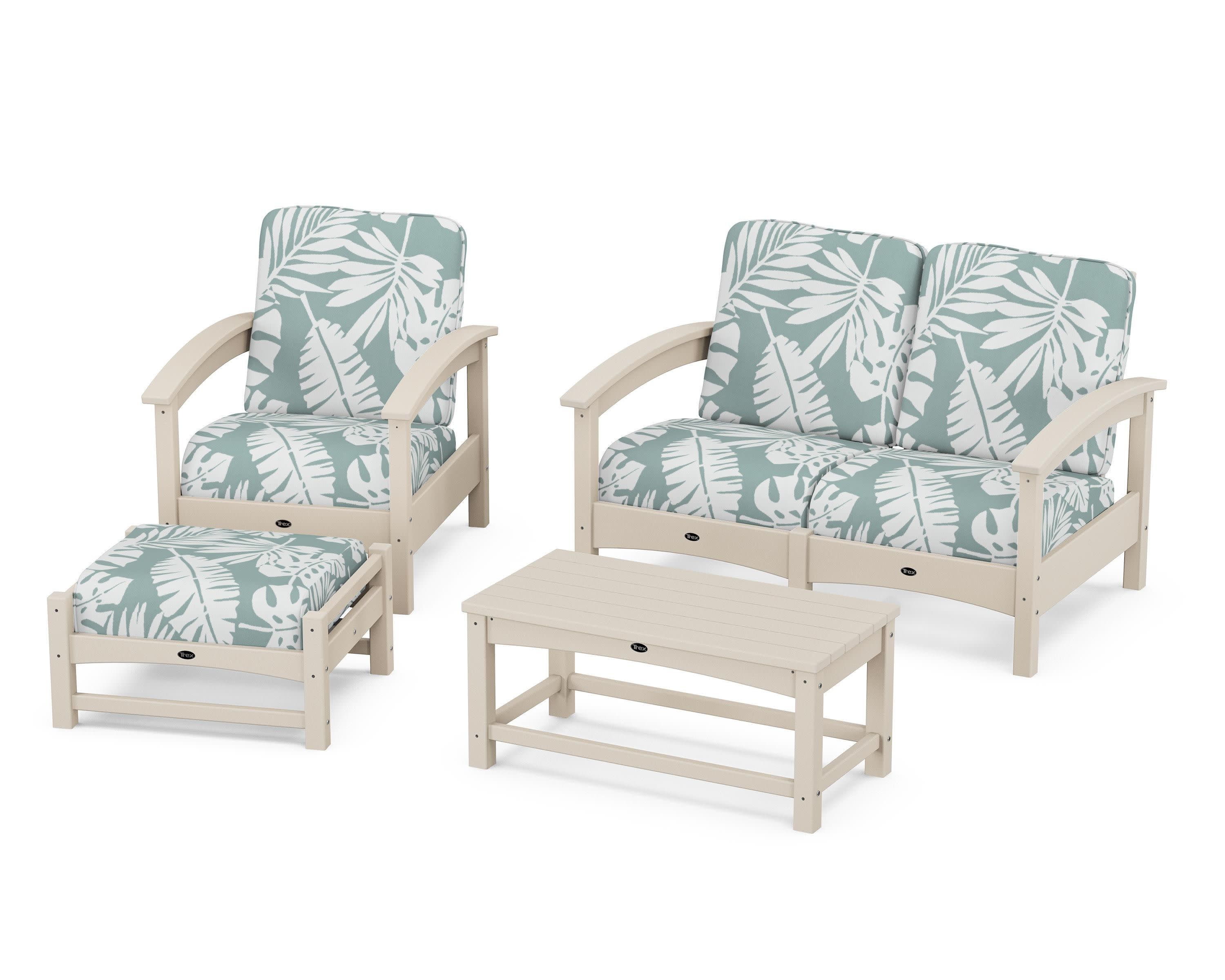 Rockport 4-Piece Deep Seating Conversation Group in Sand Castle / Leaf Glacier Spa