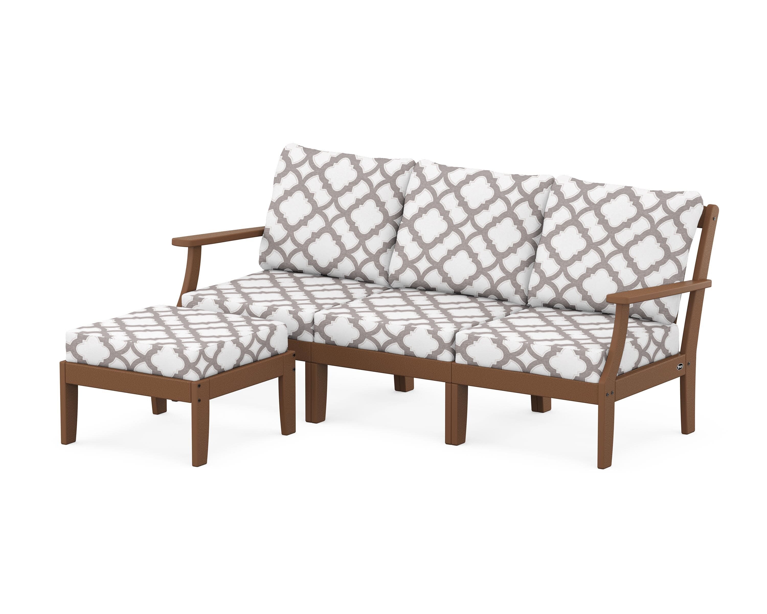 Yacht Club Modular 4-Piece Deep Seating Set with Ottoman in Tree House / Trellis Grey Mist