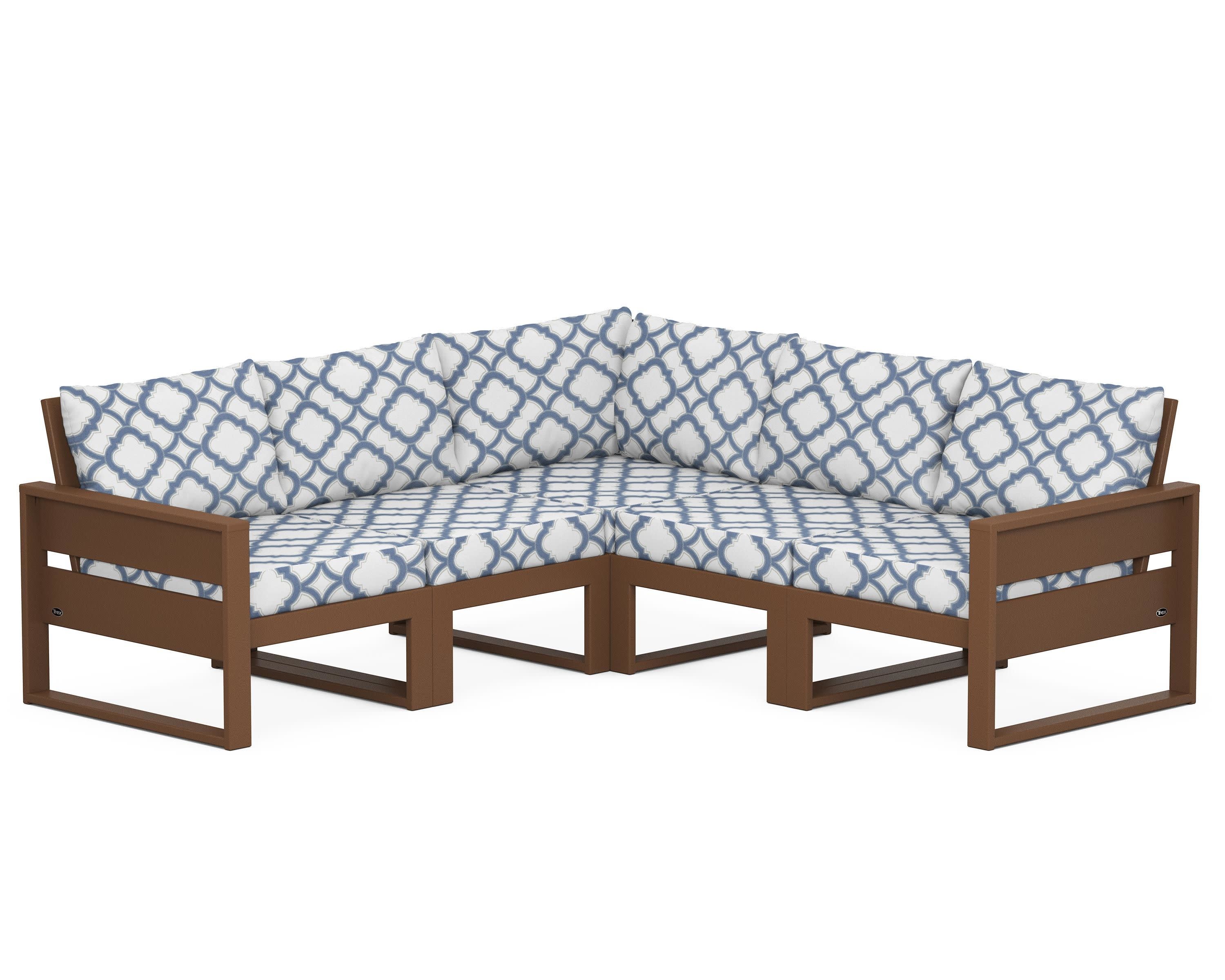 Eastport 5-Piece Sectional in Tree House / Trellis Sky Blue