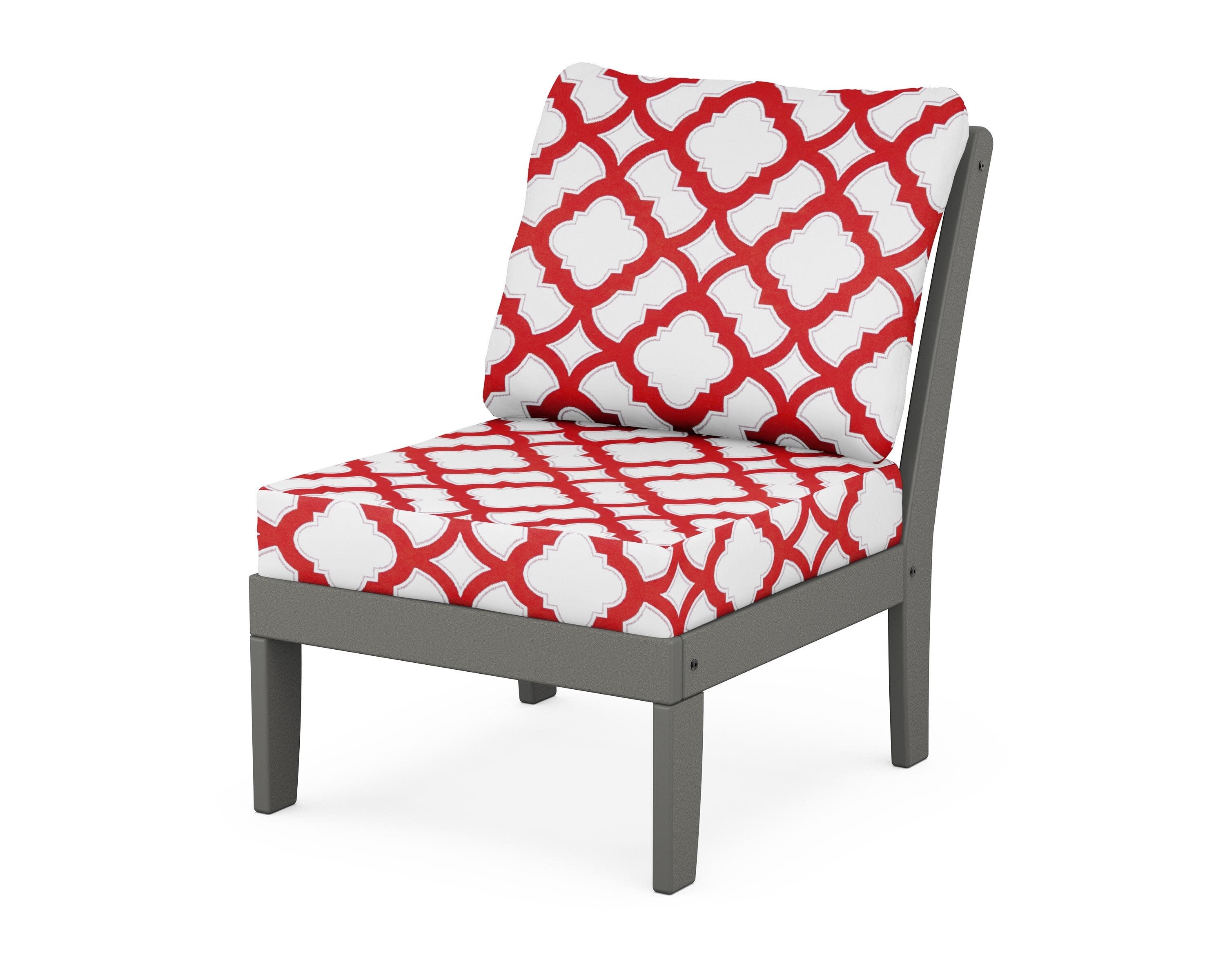 Yacht Club Modular Armless Chair in Stepping Stone / Trellis Crimson