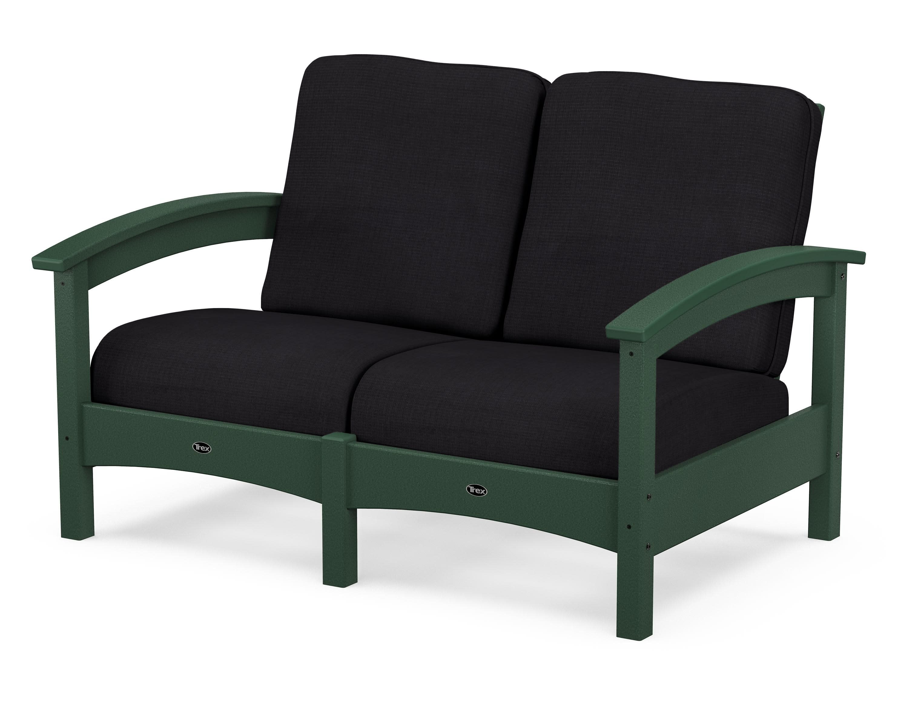 Rockport Club Loveseat in Rainforest Canopy / Midnight Linen