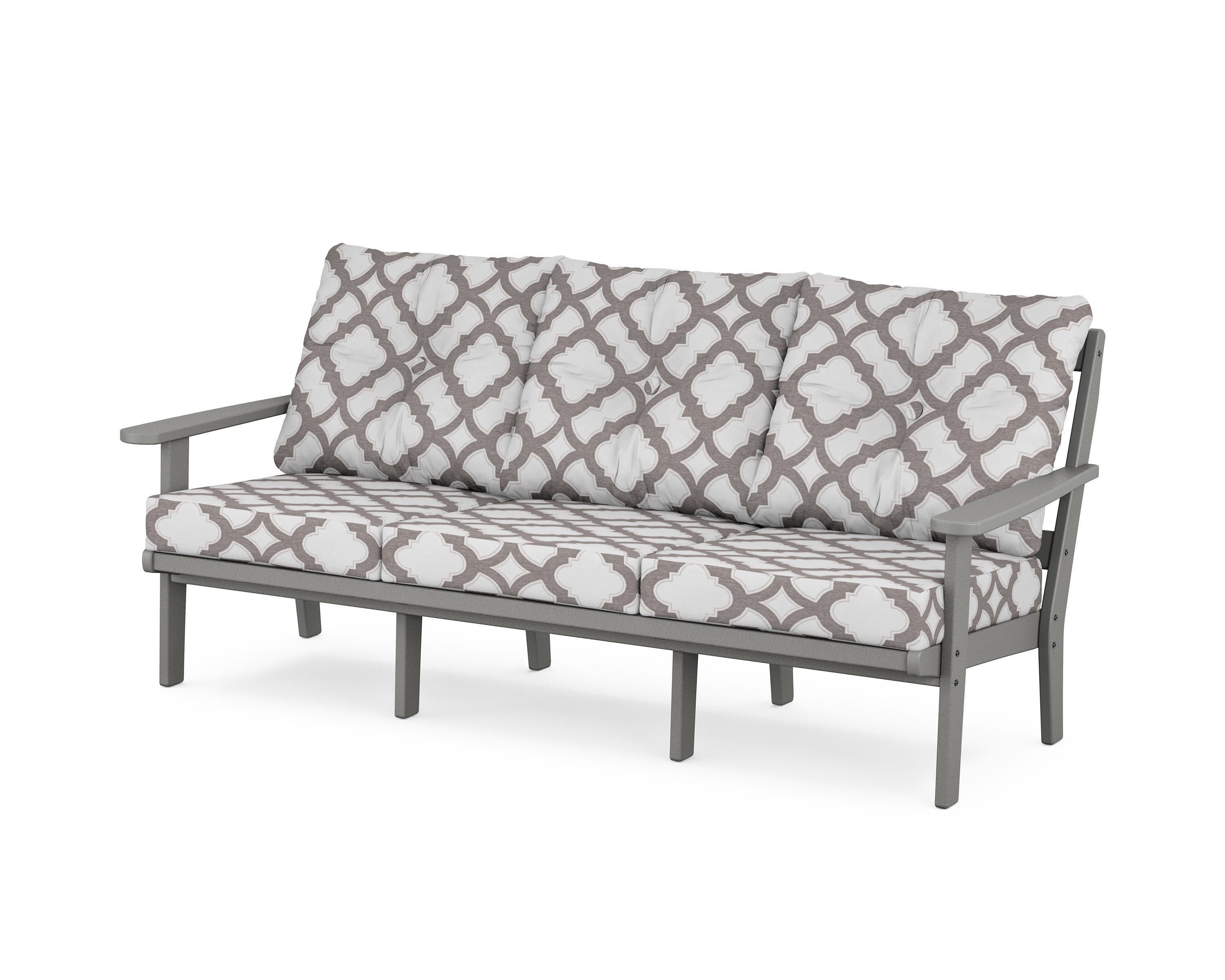 Cape Cod Deep Seating Sofa in Stepping Stone / Trellis Grey Mist