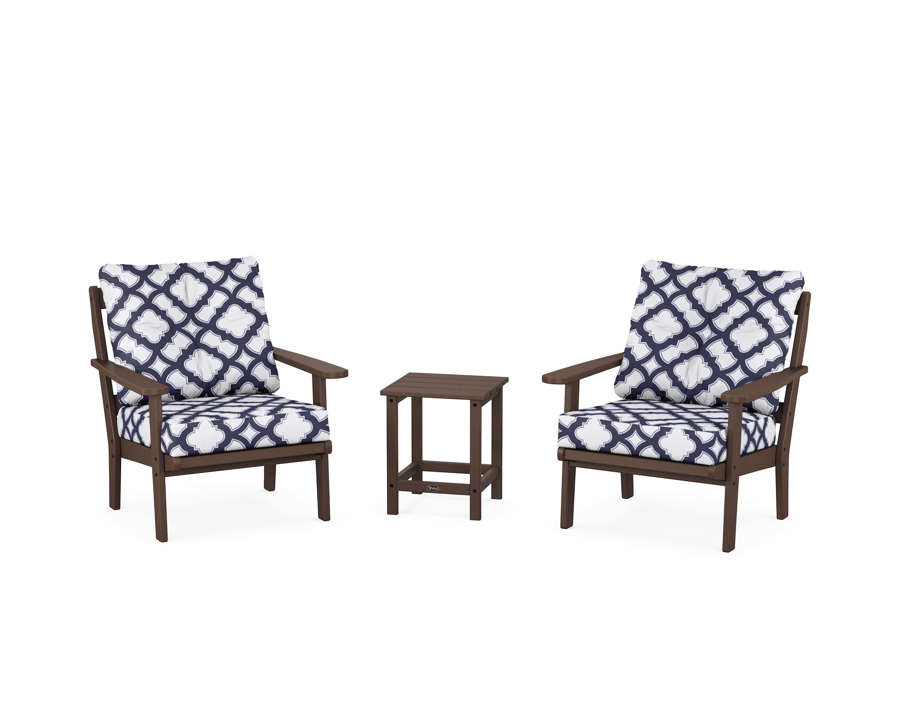 Cape Cod 3-Piece Deep Seating Set in Vintage Lantern / Trellis Navy