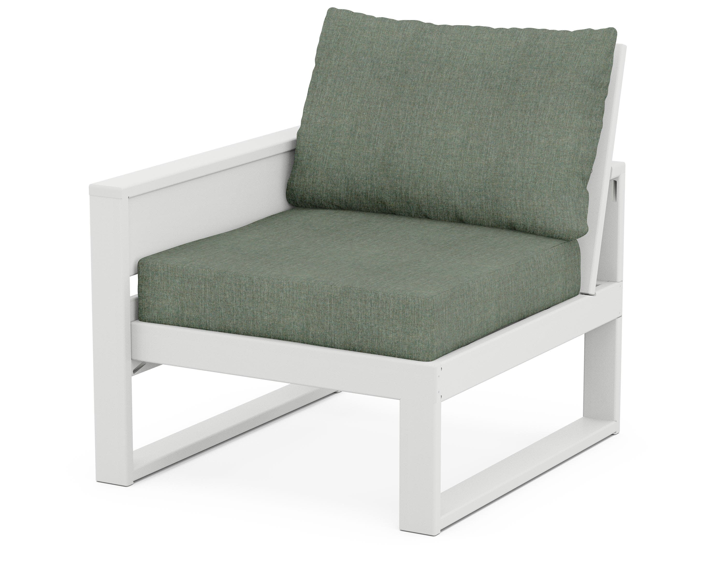 Eastport Modular Left Arm Chair in Classic White / Cast Sage