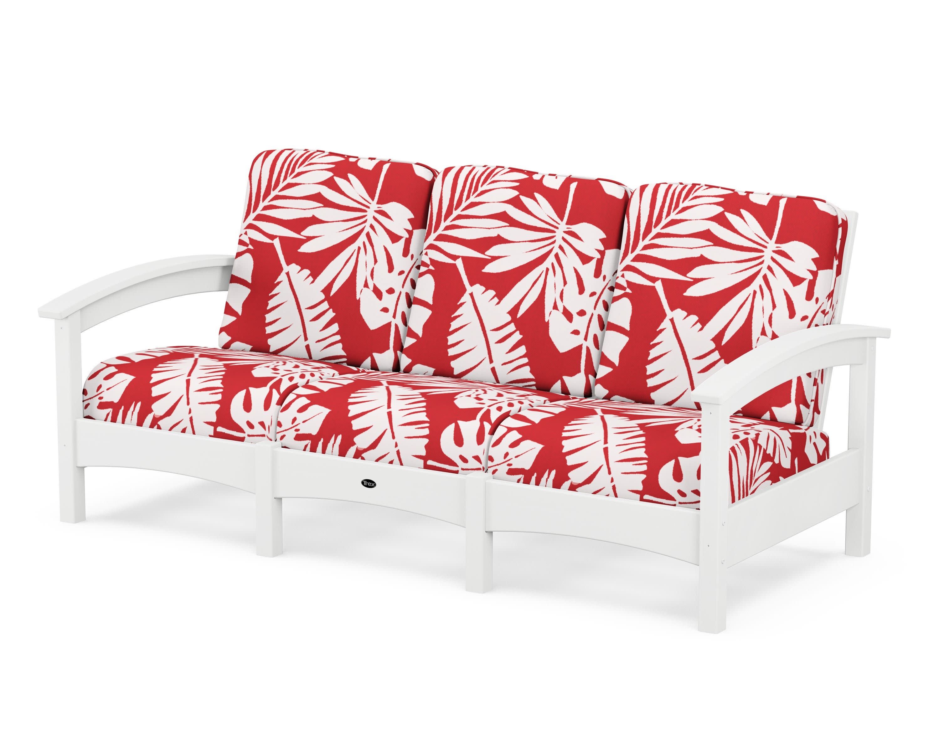 Rockport Club Sofa in Classic White / Leaf Crimson