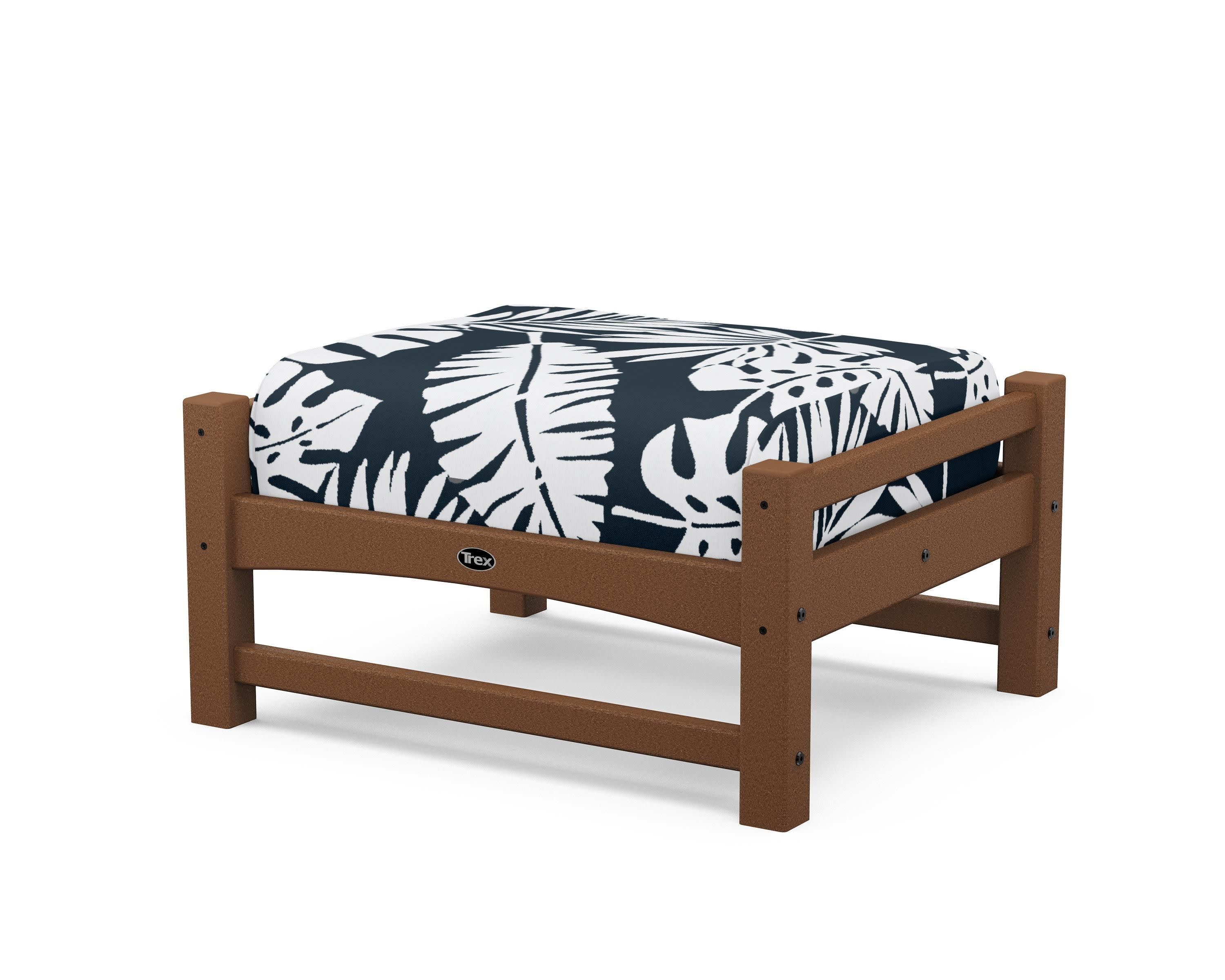 Rockport Club Ottoman in Tree House / Leaf Marine Indigo