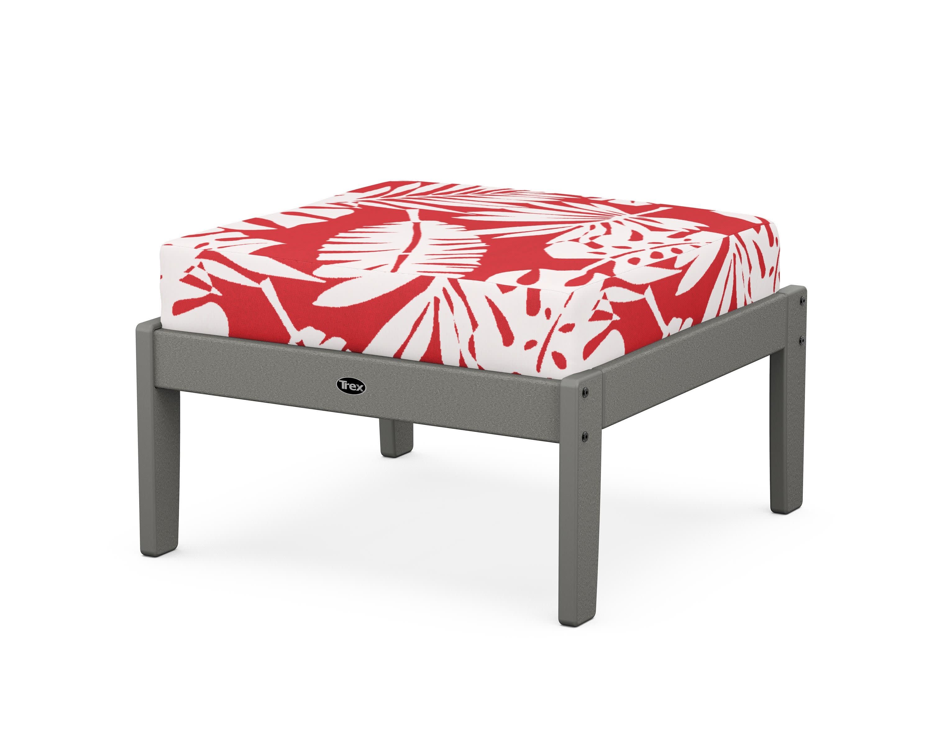 Yacht Club Deep Seating Ottoman in Stepping Stone / Leaf Crimson