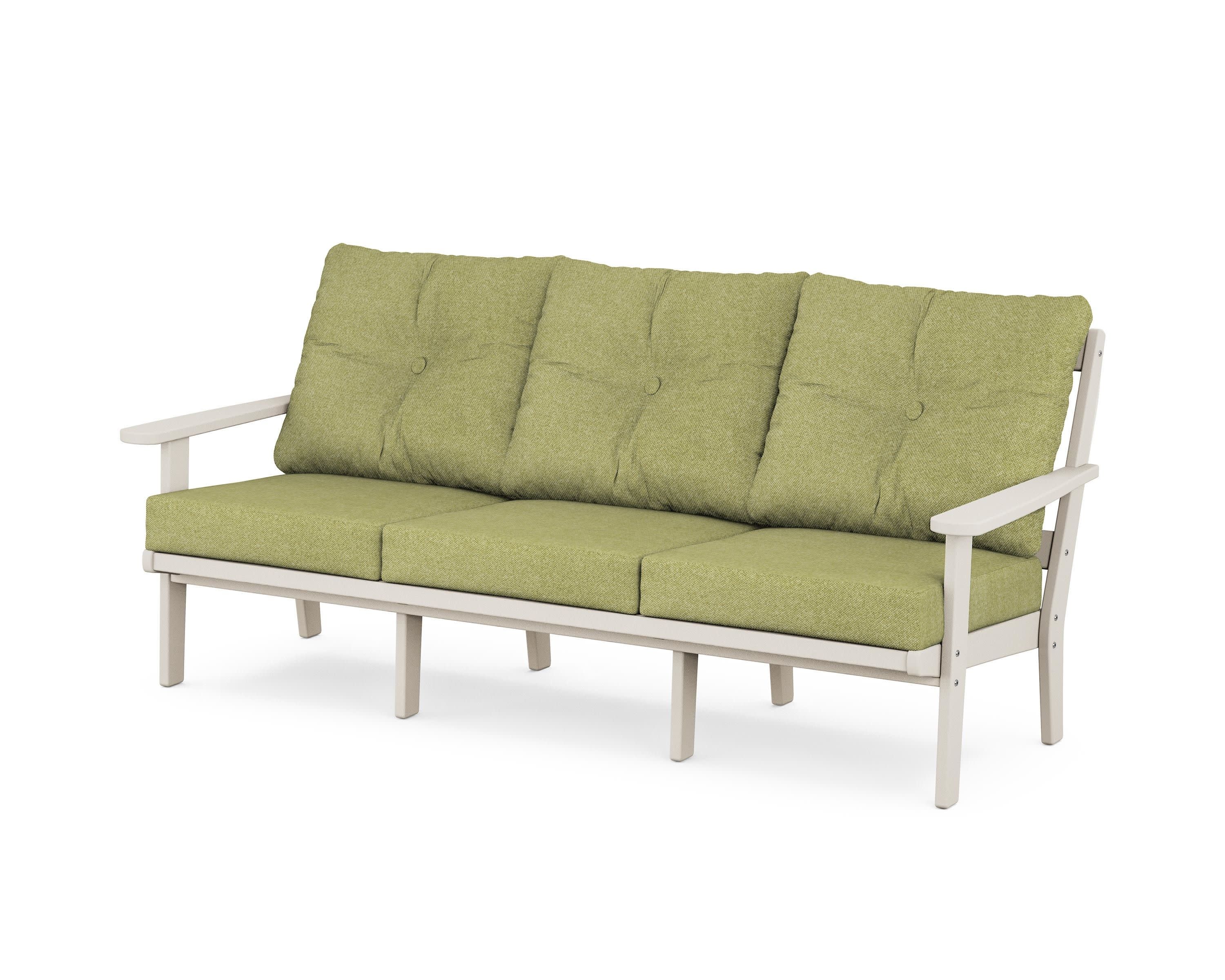 Cape Cod Deep Seating Sofa in Sand Castle / Chartreuse Boucle