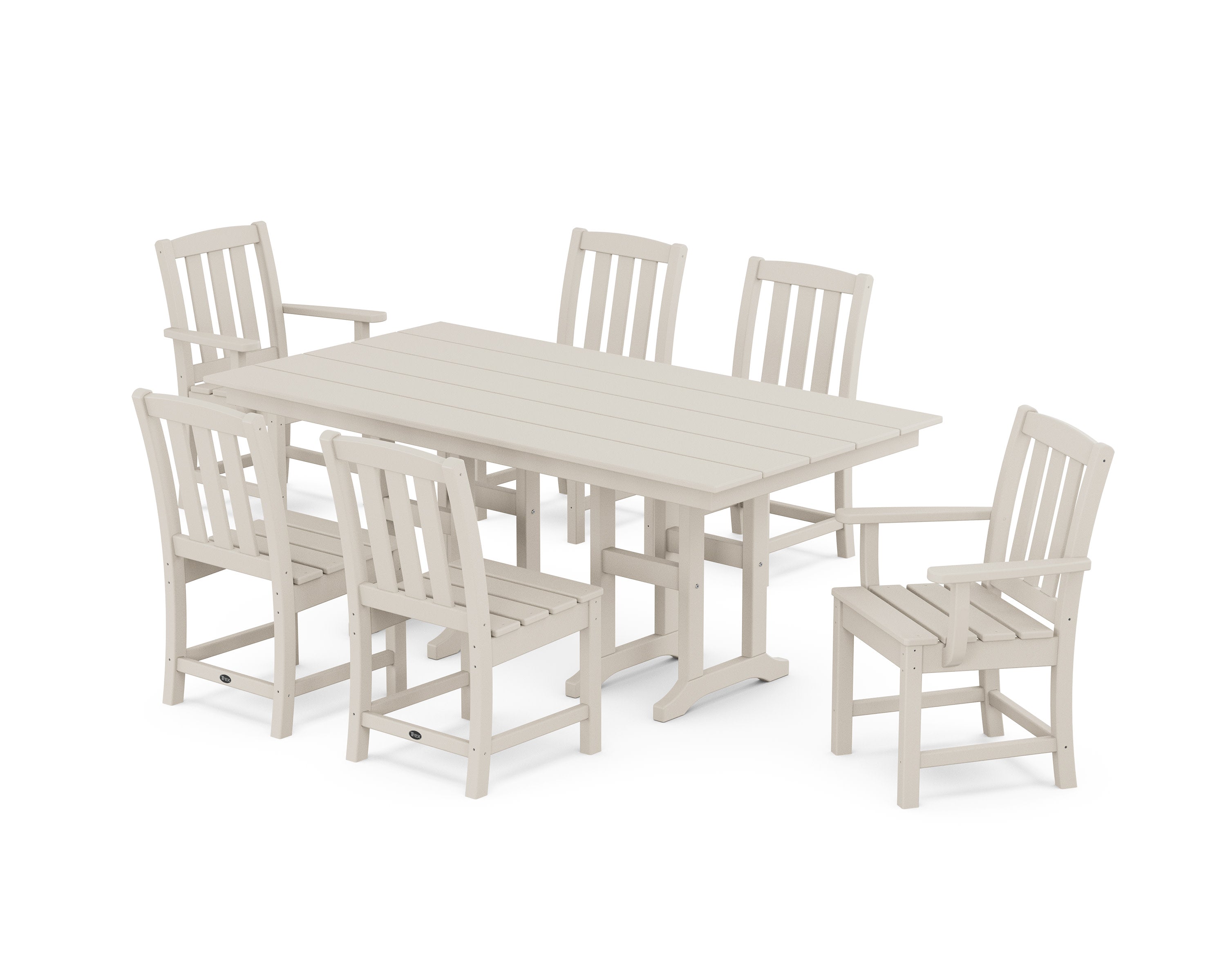 Cape Cod 7-Piece Farmhouse Dining Set in Sand Castle