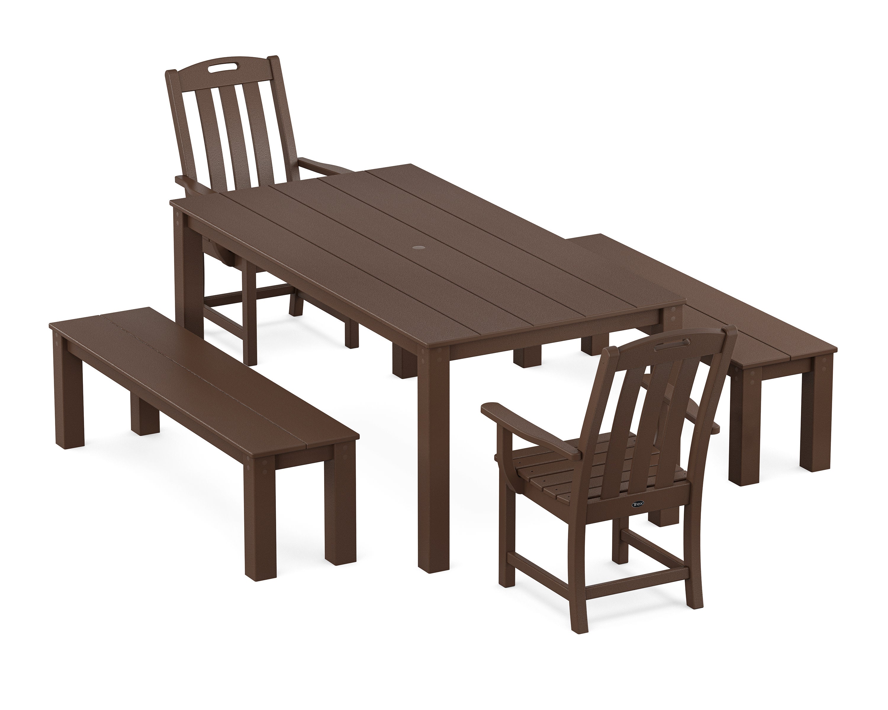 Yacht Club 5-Piece Parsons Dining Set with Benches in Vintage Lantern