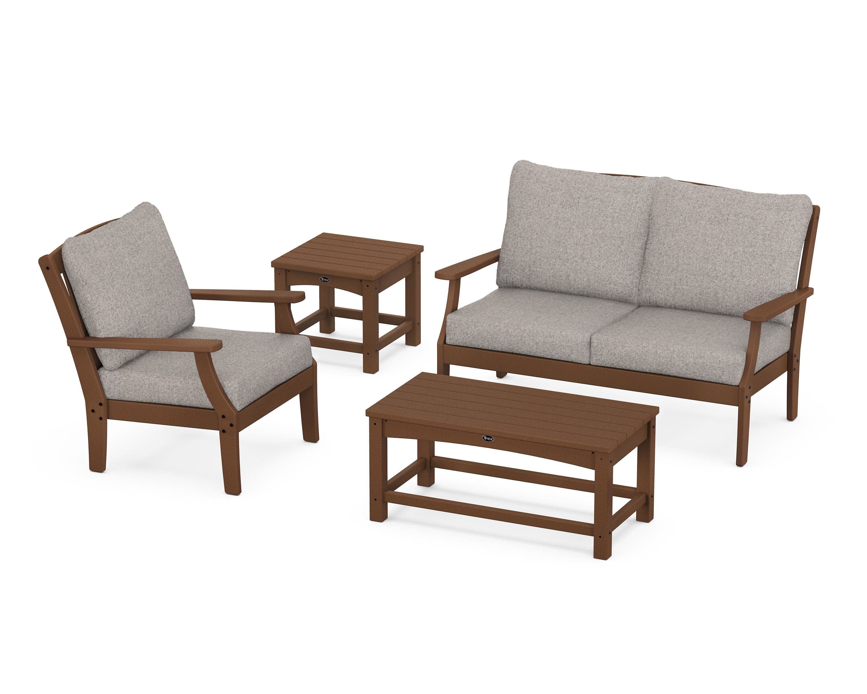 Yacht Club 4-Piece Deep Seating Set in Tree House / Weathered Tweed