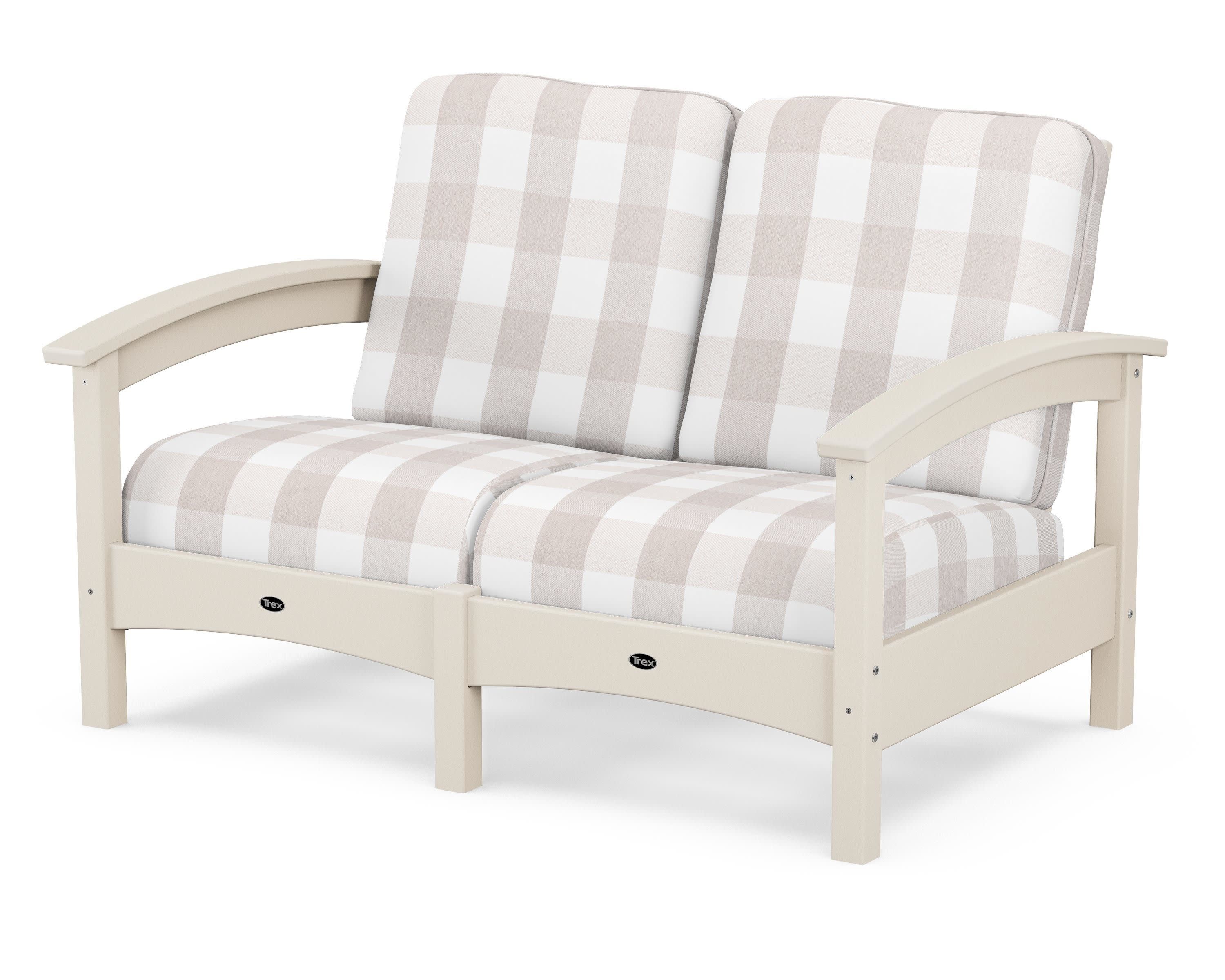 Rockport Club Loveseat in Sand Castle / Buffalo Plaid Dune Burlap