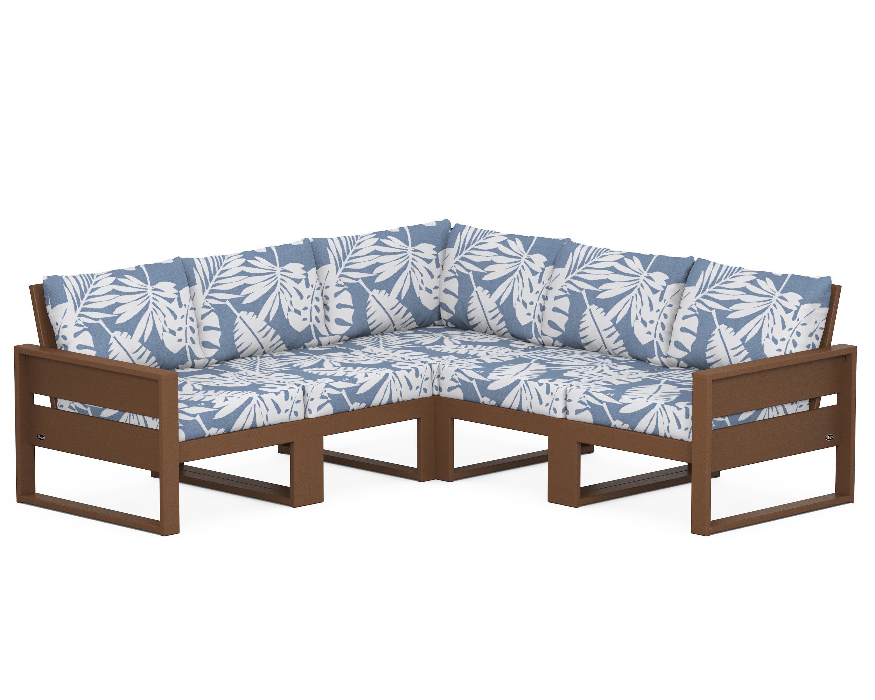 Eastport 5-Piece Sectional in Tree House / Leaf Sky Blue