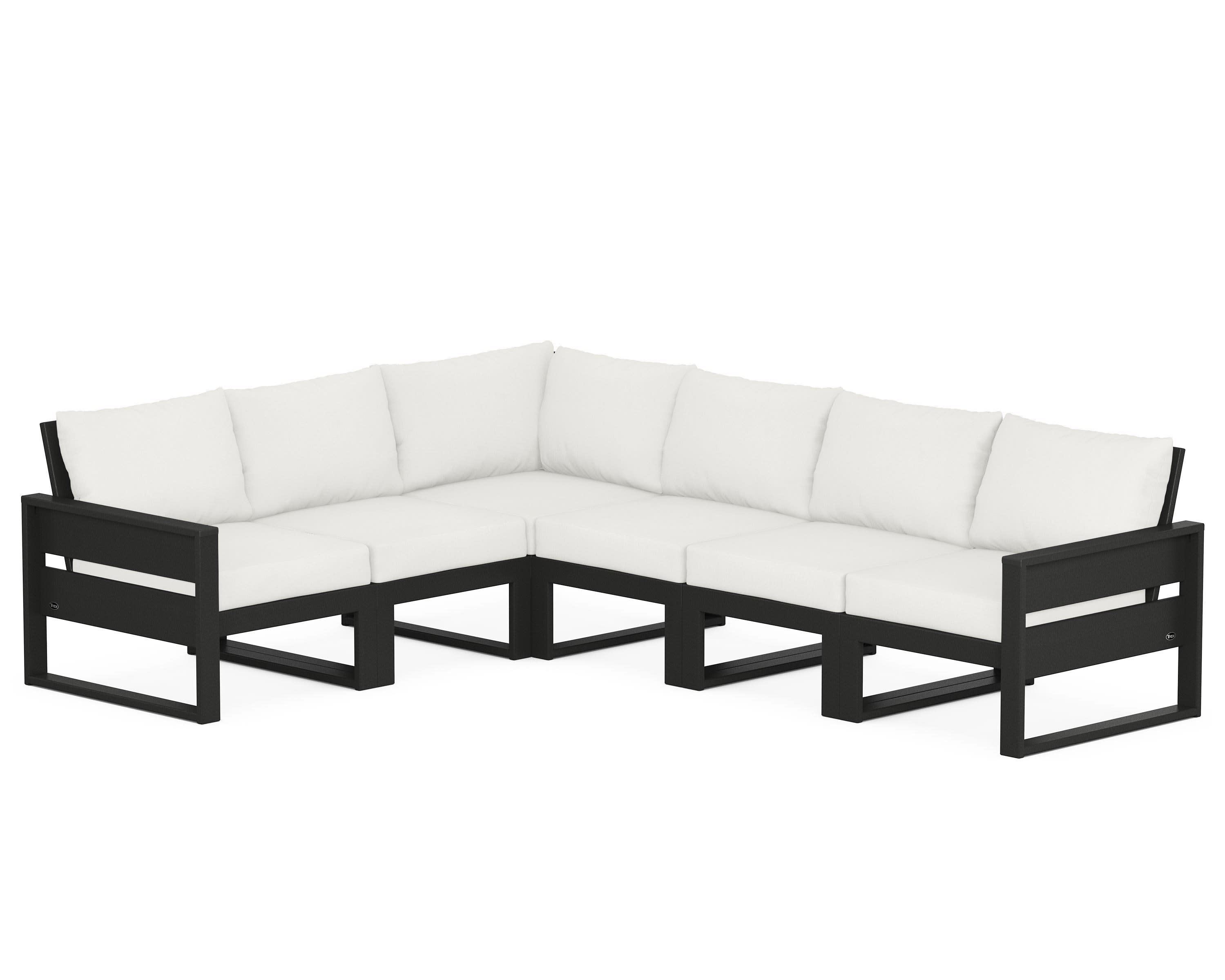 Eastport 6-Piece Sectional in Charcoal Black / Natural Linen