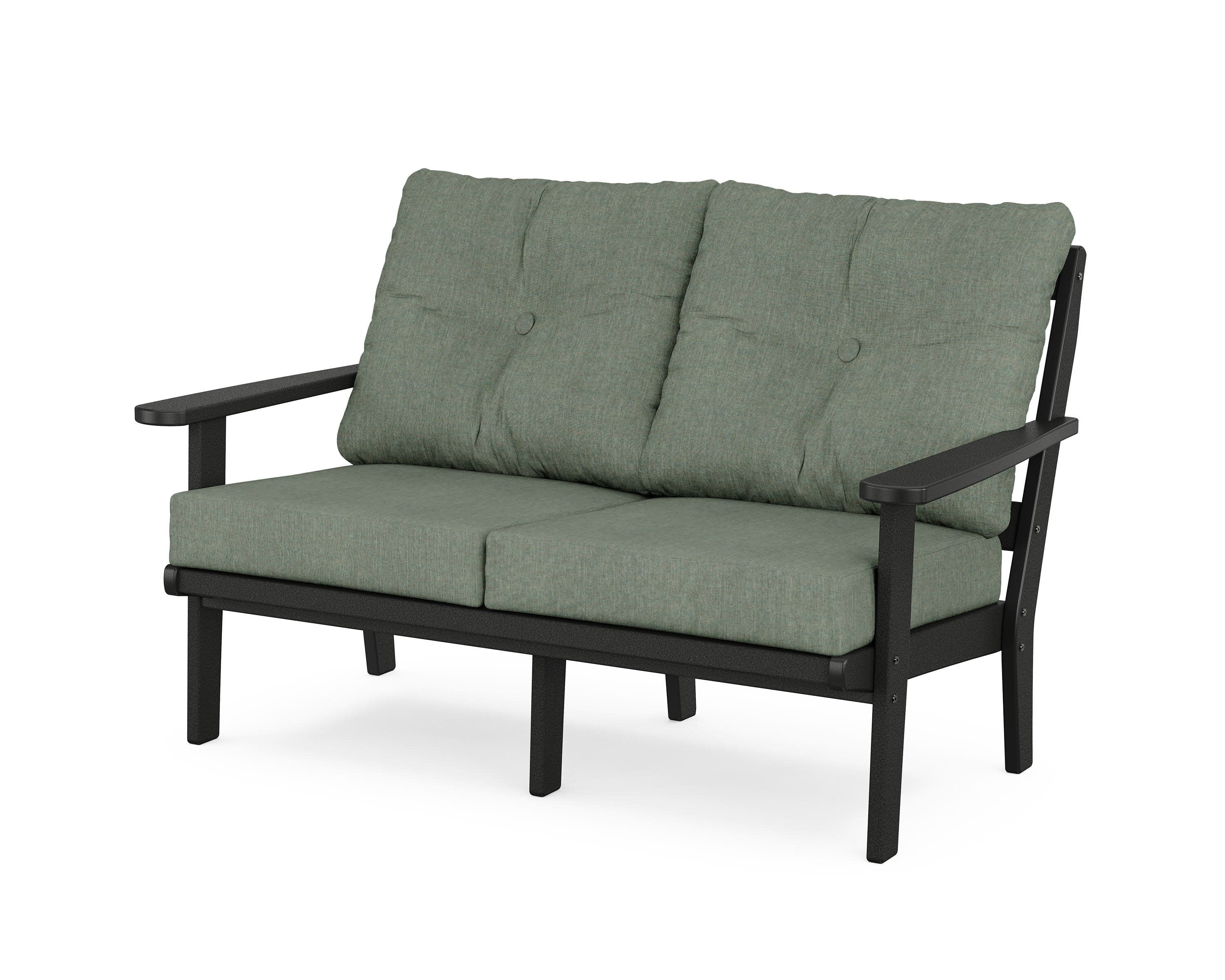 Cape Cod Deep Seating Loveseat in Charcoal Black / Cast Sage