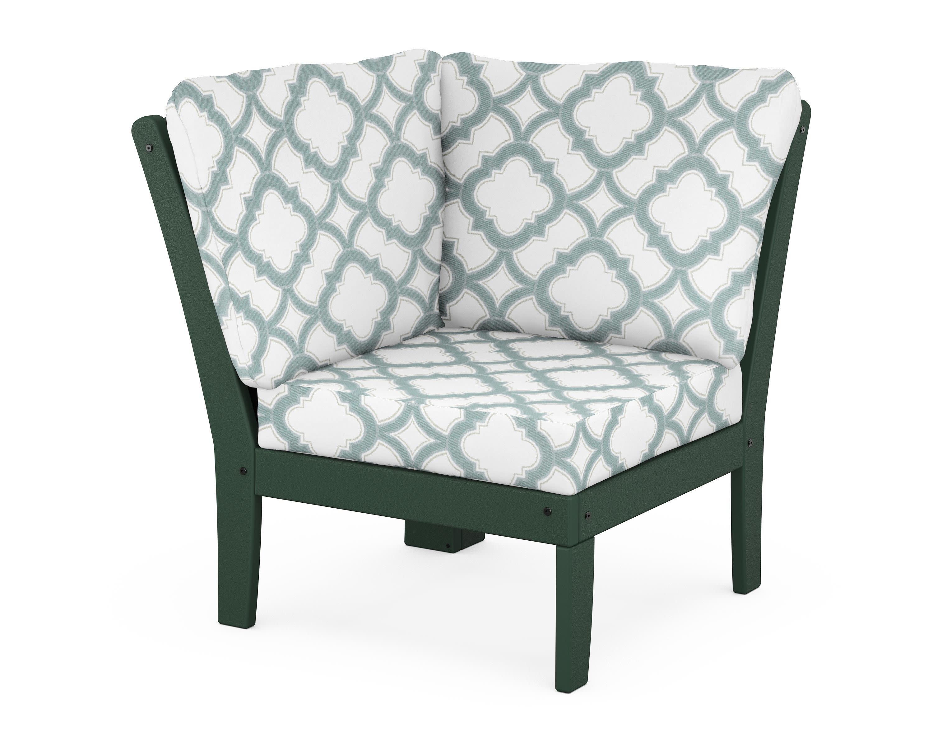Yacht Club Modular Corner Chair in Rainforest Canopy / Trellis Glacier Spa