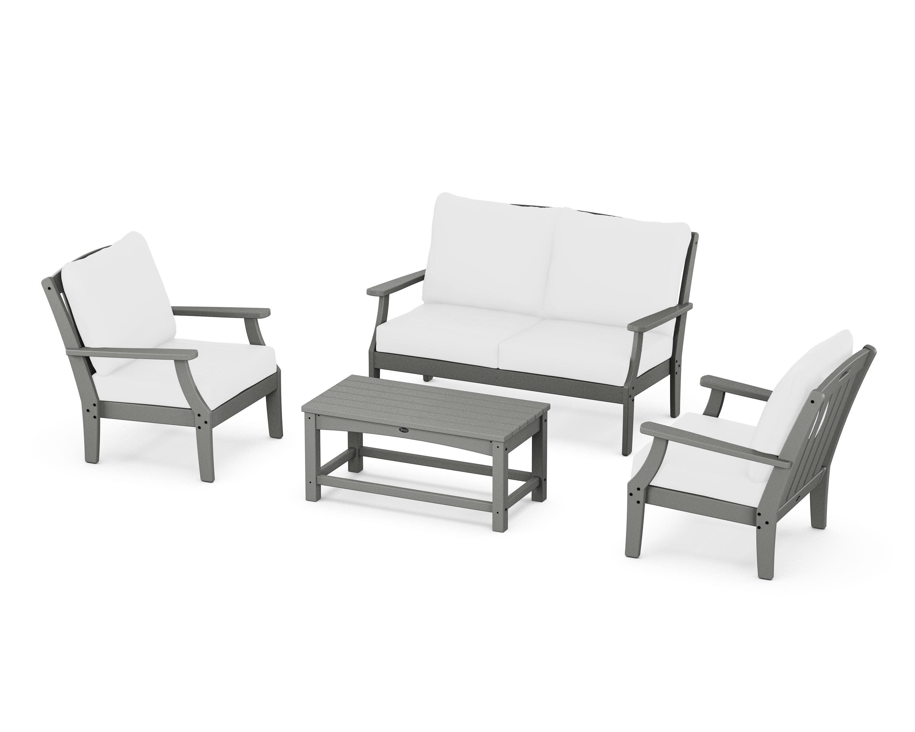 Yacht Club 4-Piece Deep Seating Chair Set in Stepping Stone / Natural
