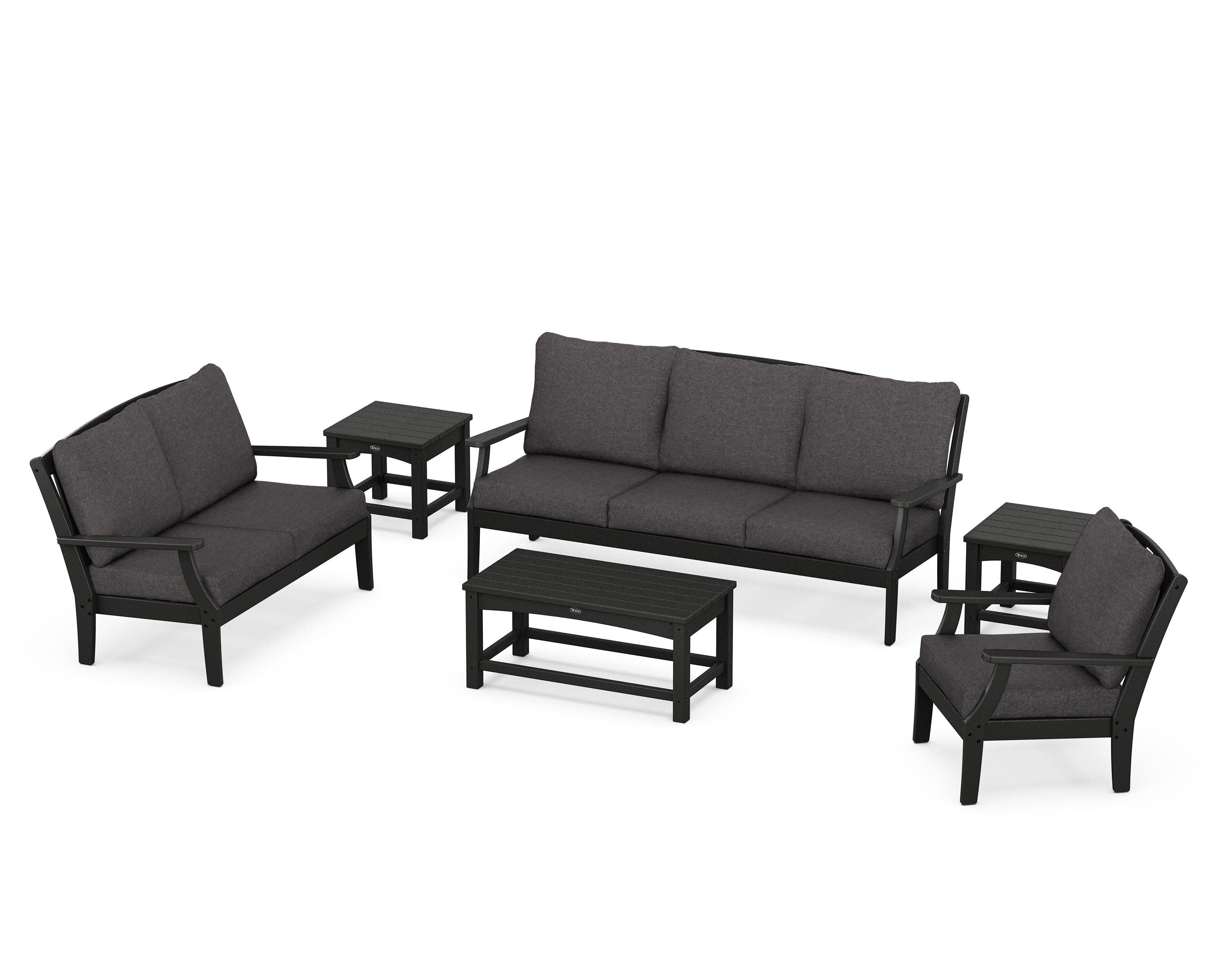 Yacht Club 6-Piece Deep Seating Set in Charcoal Black / Ash Charcoal