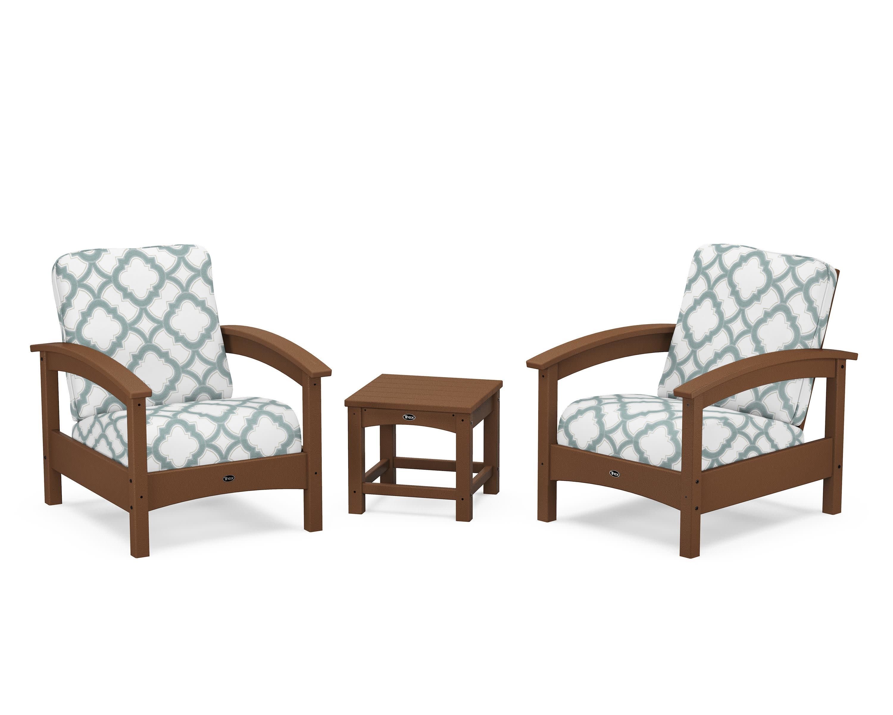 Rockport Club 3-Piece Deep Seating Conversation Set in Tree House / Trellis Glacier Spa