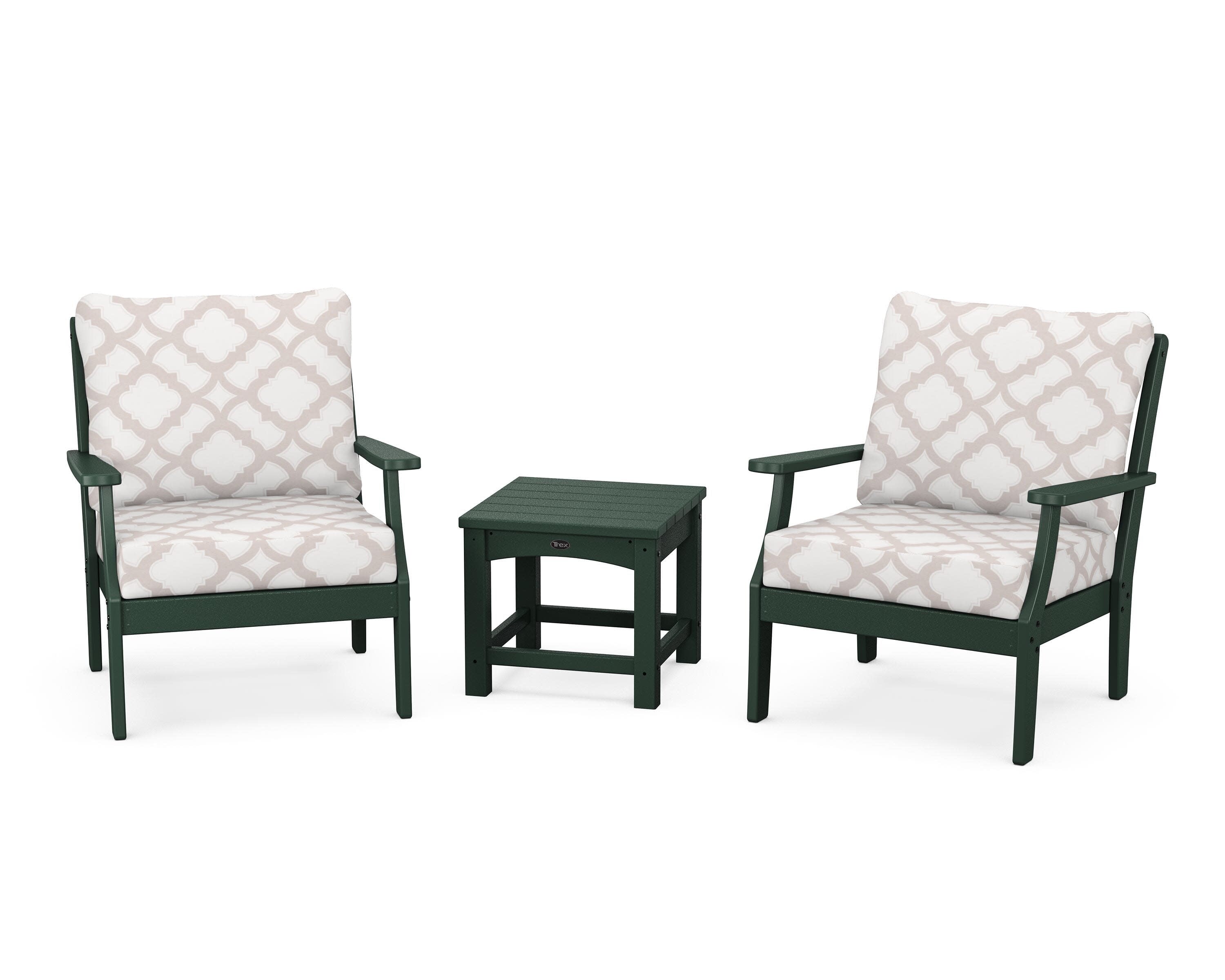Yacht Club 3-Piece Deep Seating Set in Rainforest Canopy / Trellis Dune Burlap
